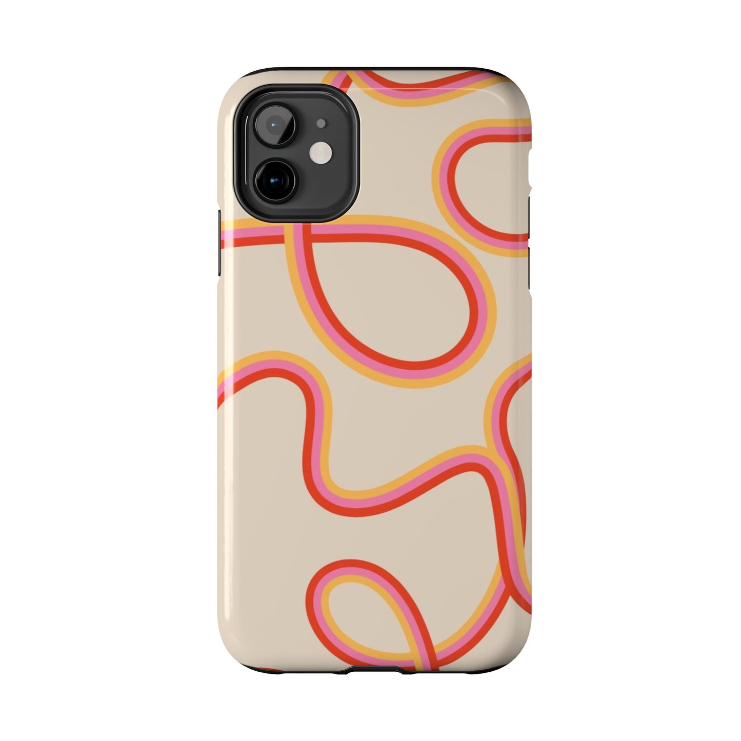 Retro Swirl Tough Phone Case — Beige Pink Orange Abstract Protection
