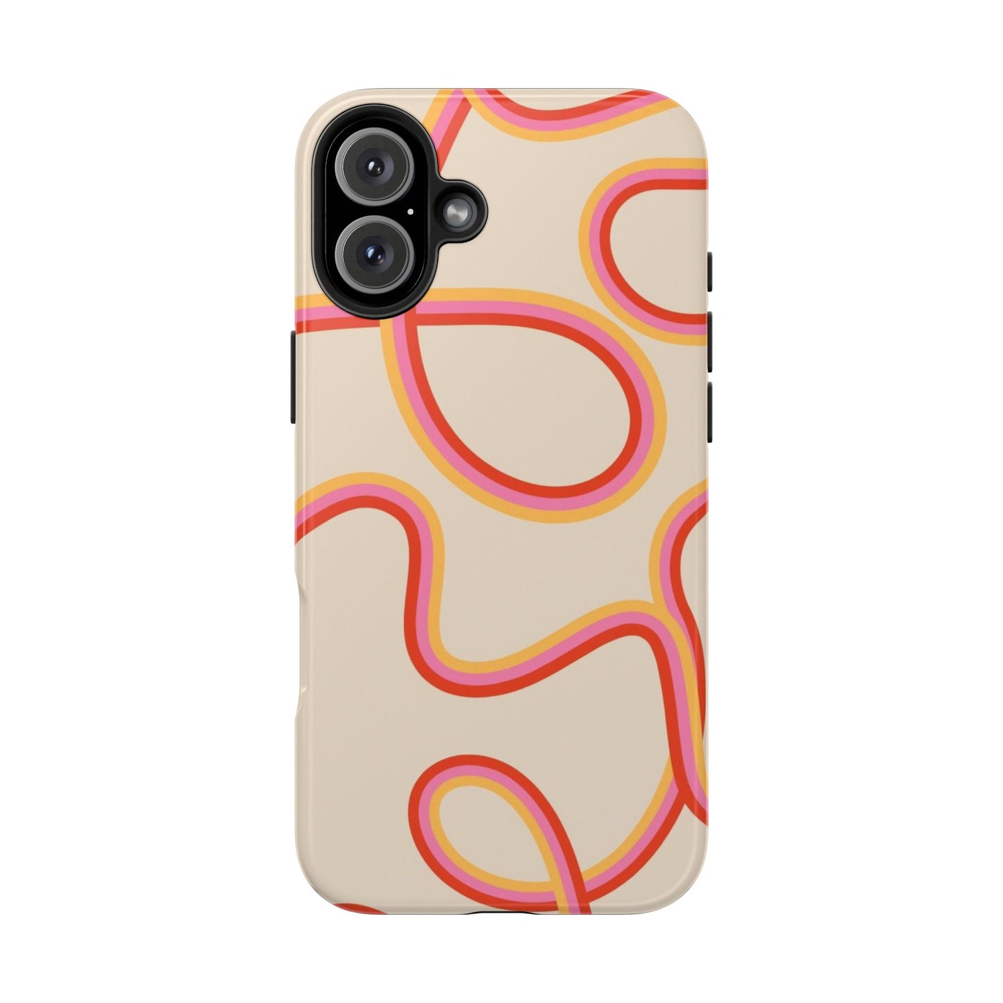 Retro Swirl Tough Phone Case — Beige Pink Orange Abstract Protection