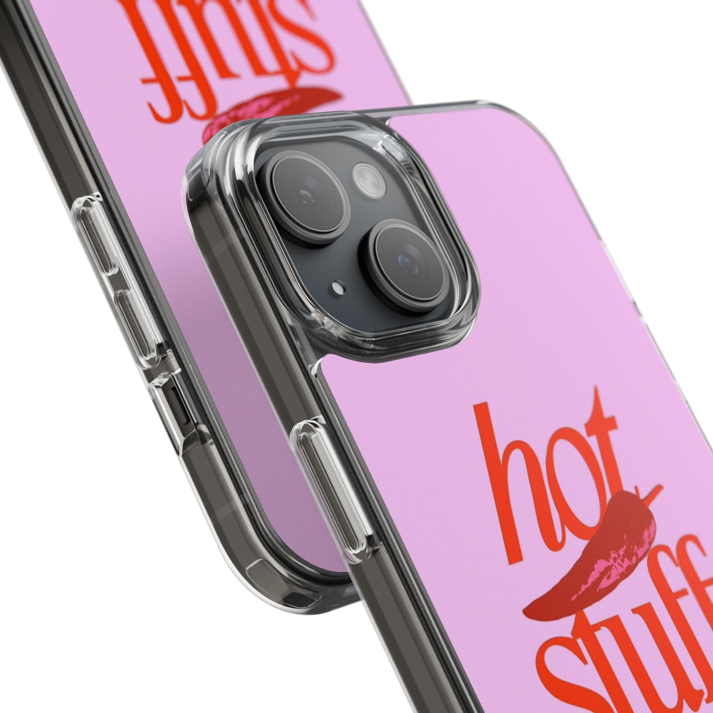 Hot Stuff Clear Impact Phone Case — Pink Retro Typography iPhone Cover