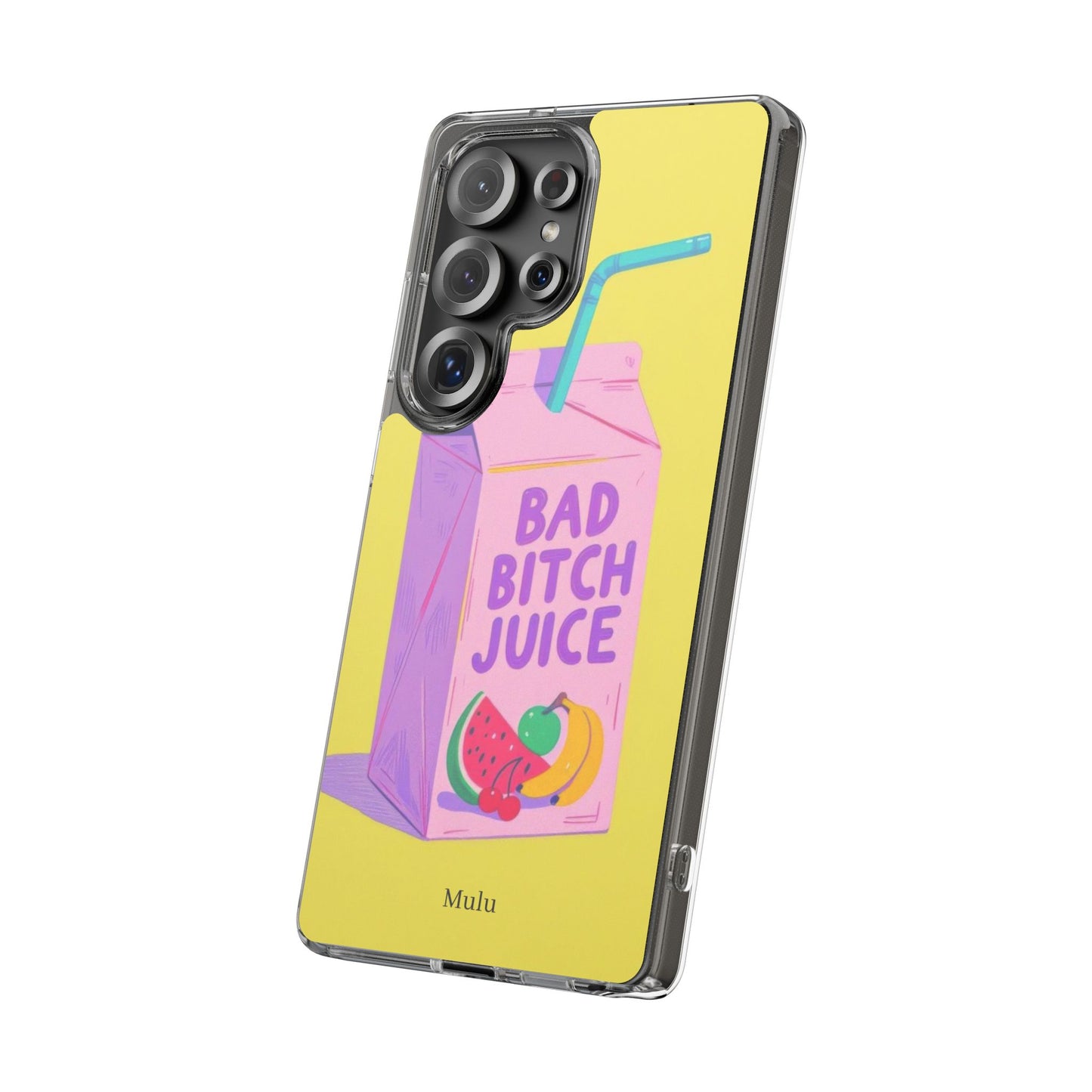 Clear Impact-Resistant Phone Case — "Bad Bitch Juice" Cartoon Juice Box Design