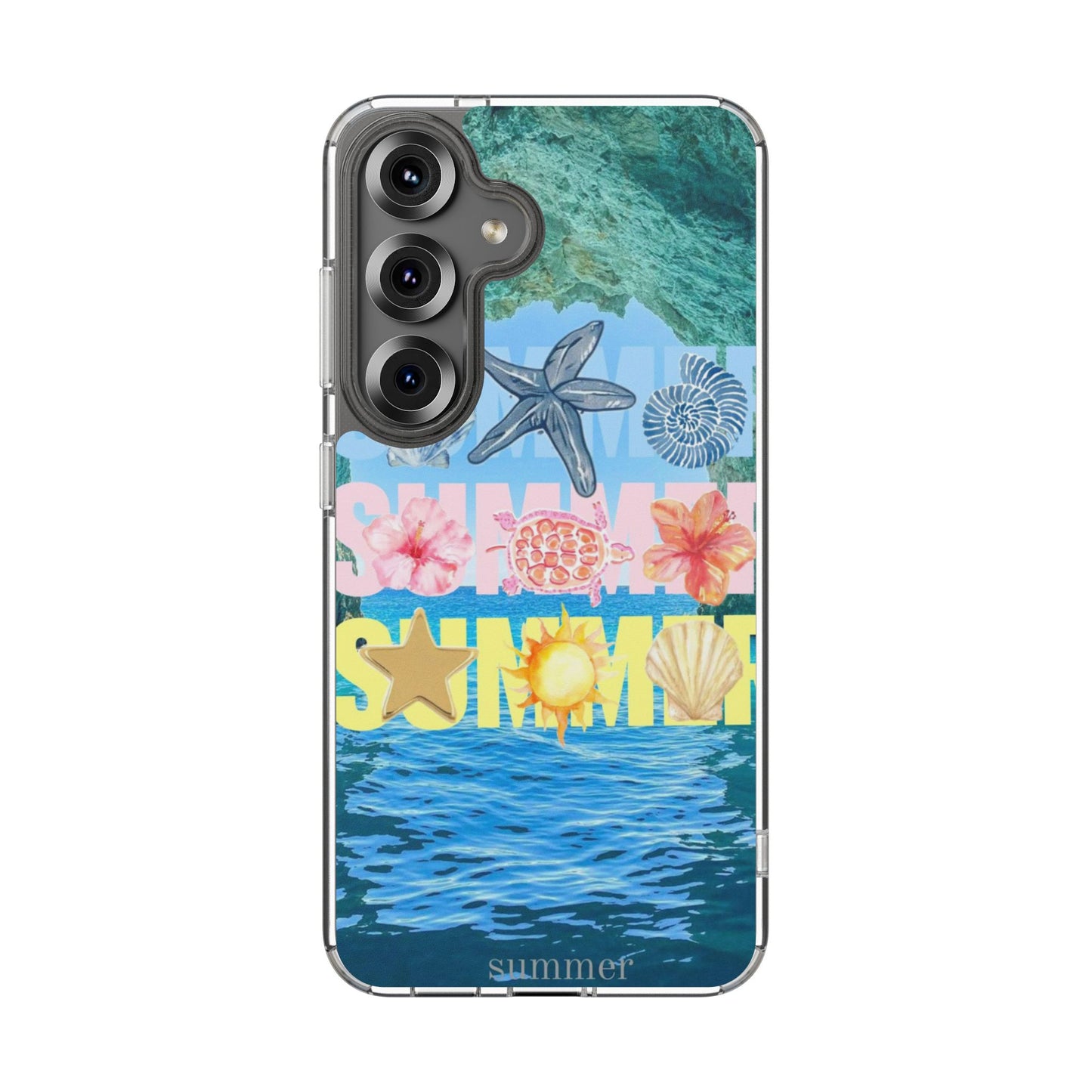 Clear Summer Beach Phone Case — Impact‑Resistant Tropical Design