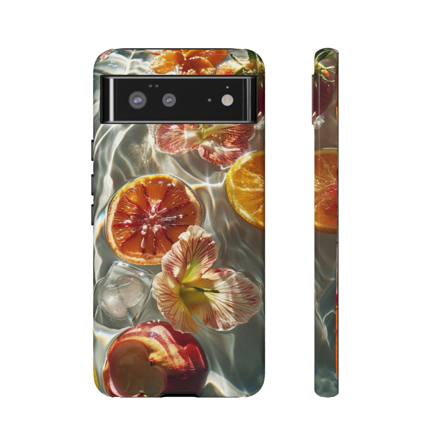 Citrus & Hibiscus Protective Phone Case – Summer Fruit Water Print Tough Case