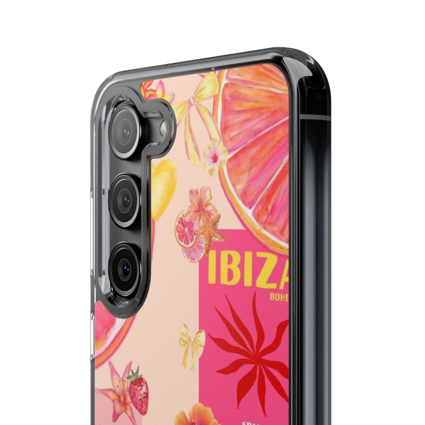 Clear Impact Phone Case — Pink Ibiza Citrus Floral Design