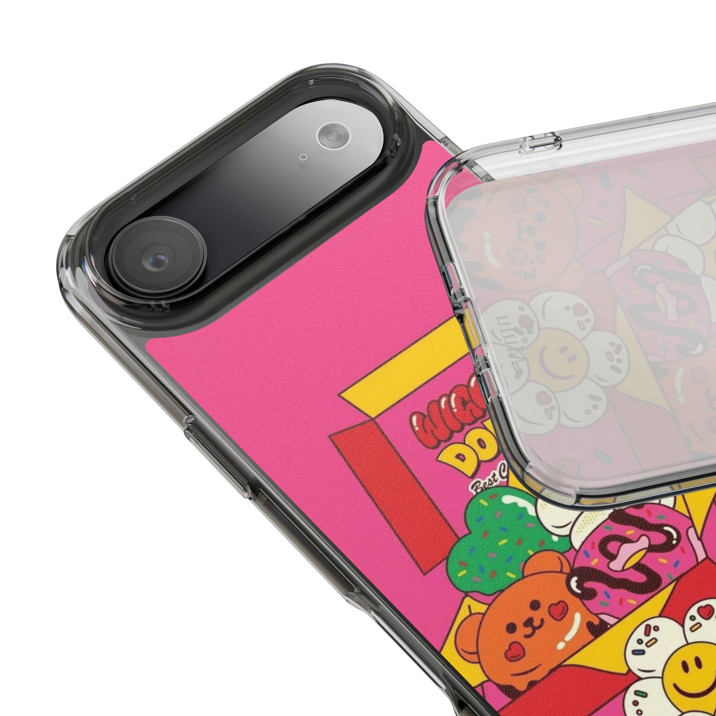 Donut Box Cute Phone Case — Clear Impact‑Resistant iPhone Cover with Smiling Donuts