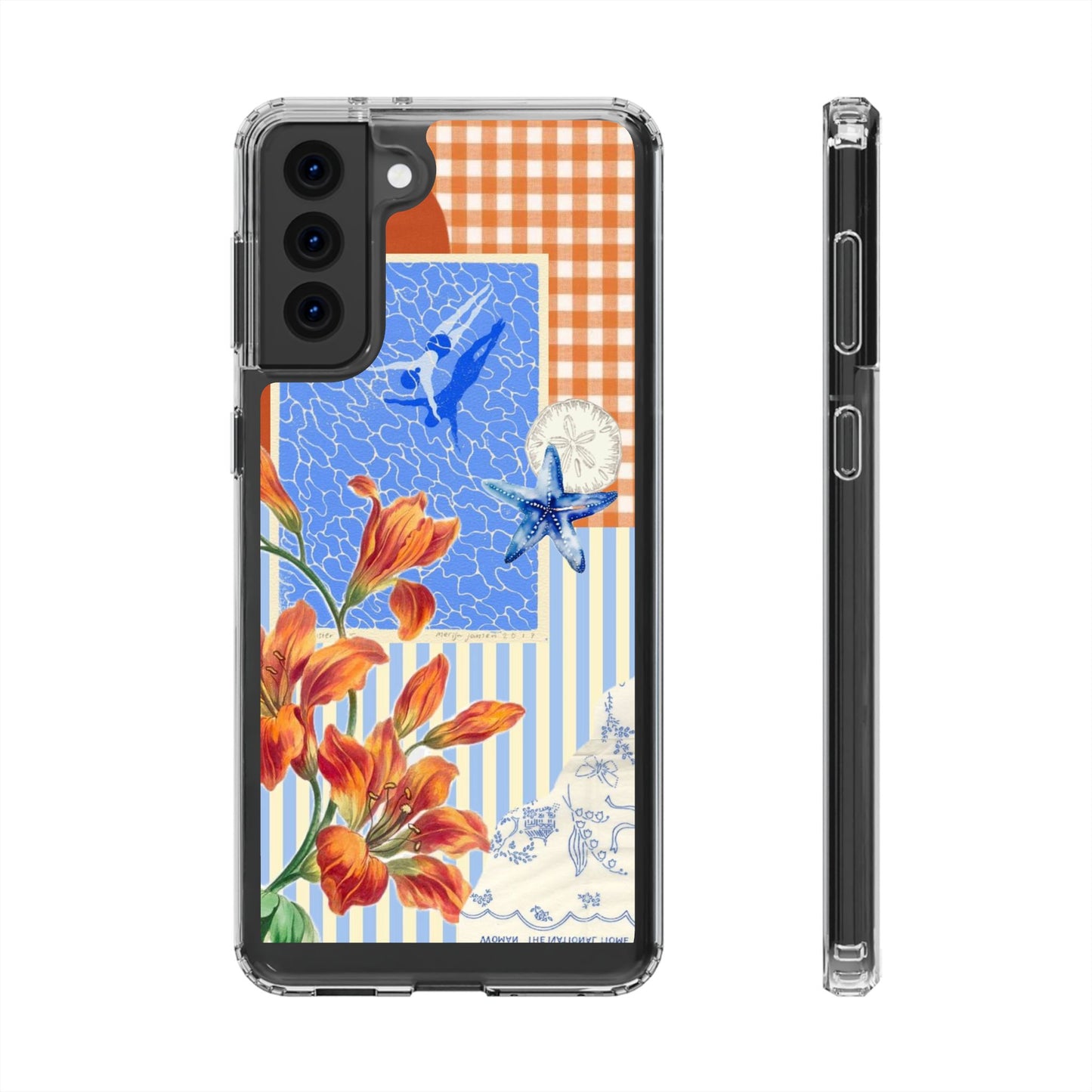 Floral Patchwork Clear Impact-Resistant Phone Case