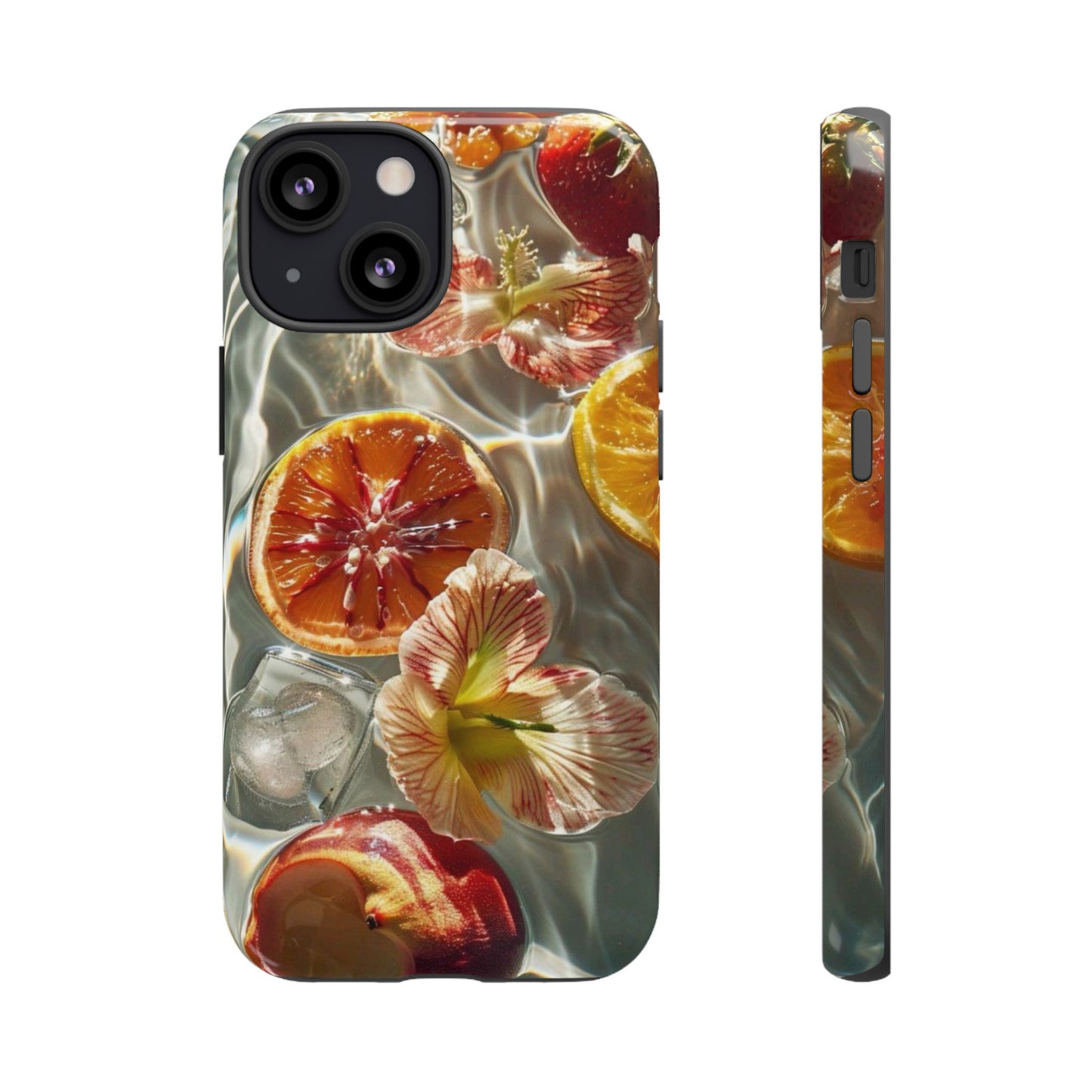 Citrus & Hibiscus Protective Phone Case – Summer Fruit Water Print Tough Case