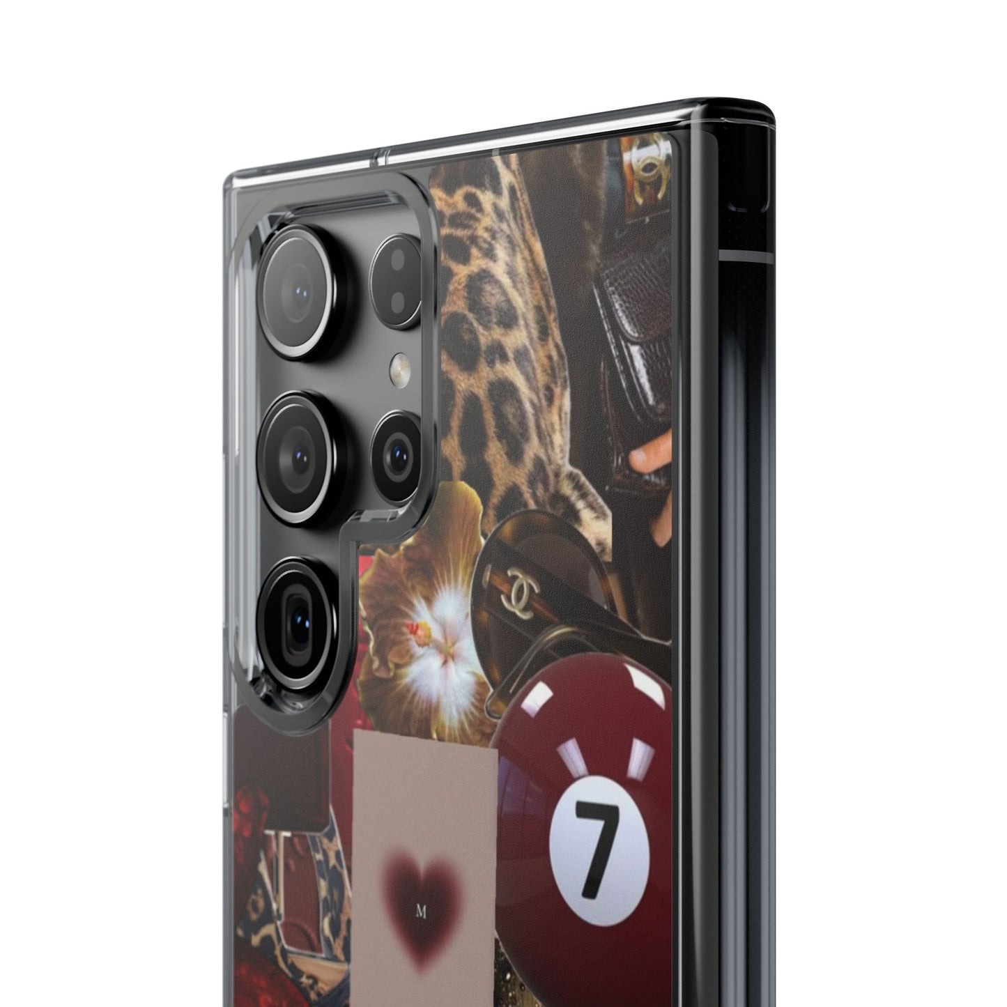 Clear Impact-Resistant Phone Case — Retro Cherry Collage Design