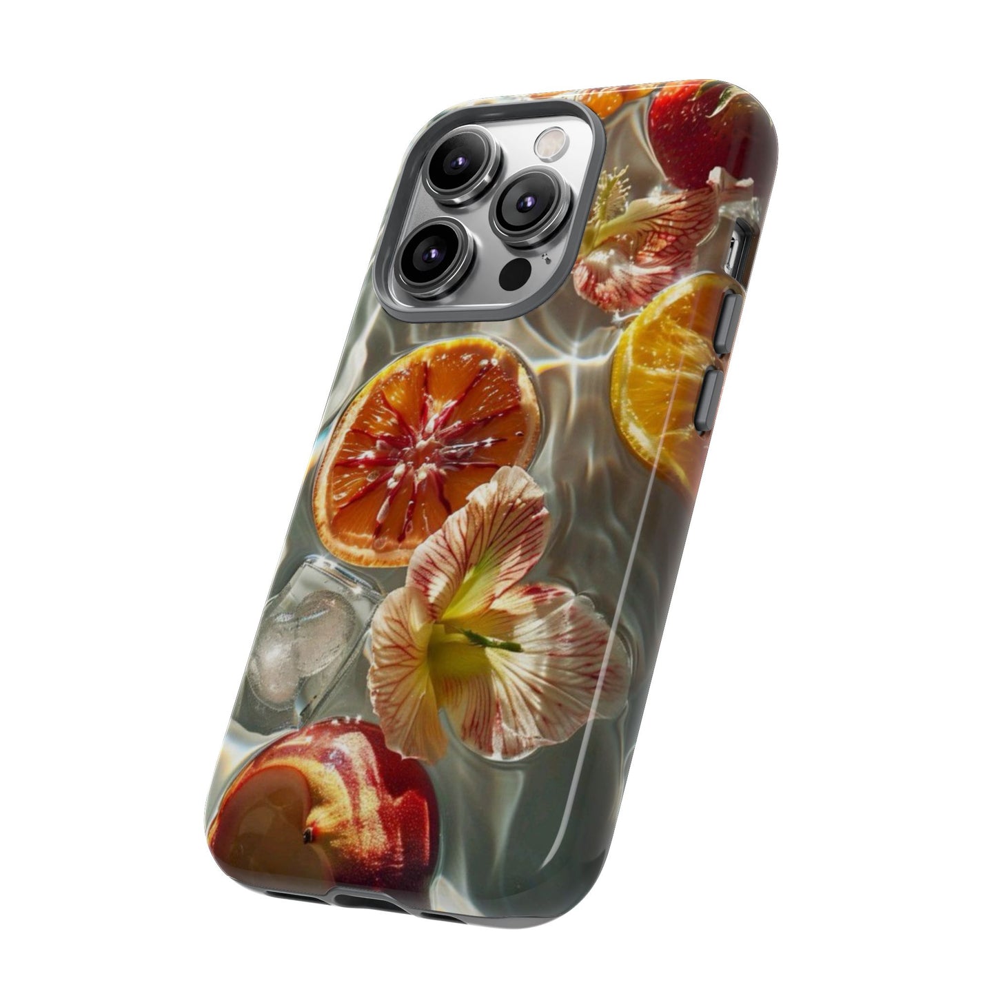 Citrus & Hibiscus Protective Phone Case – Summer Fruit Water Print Tough Case