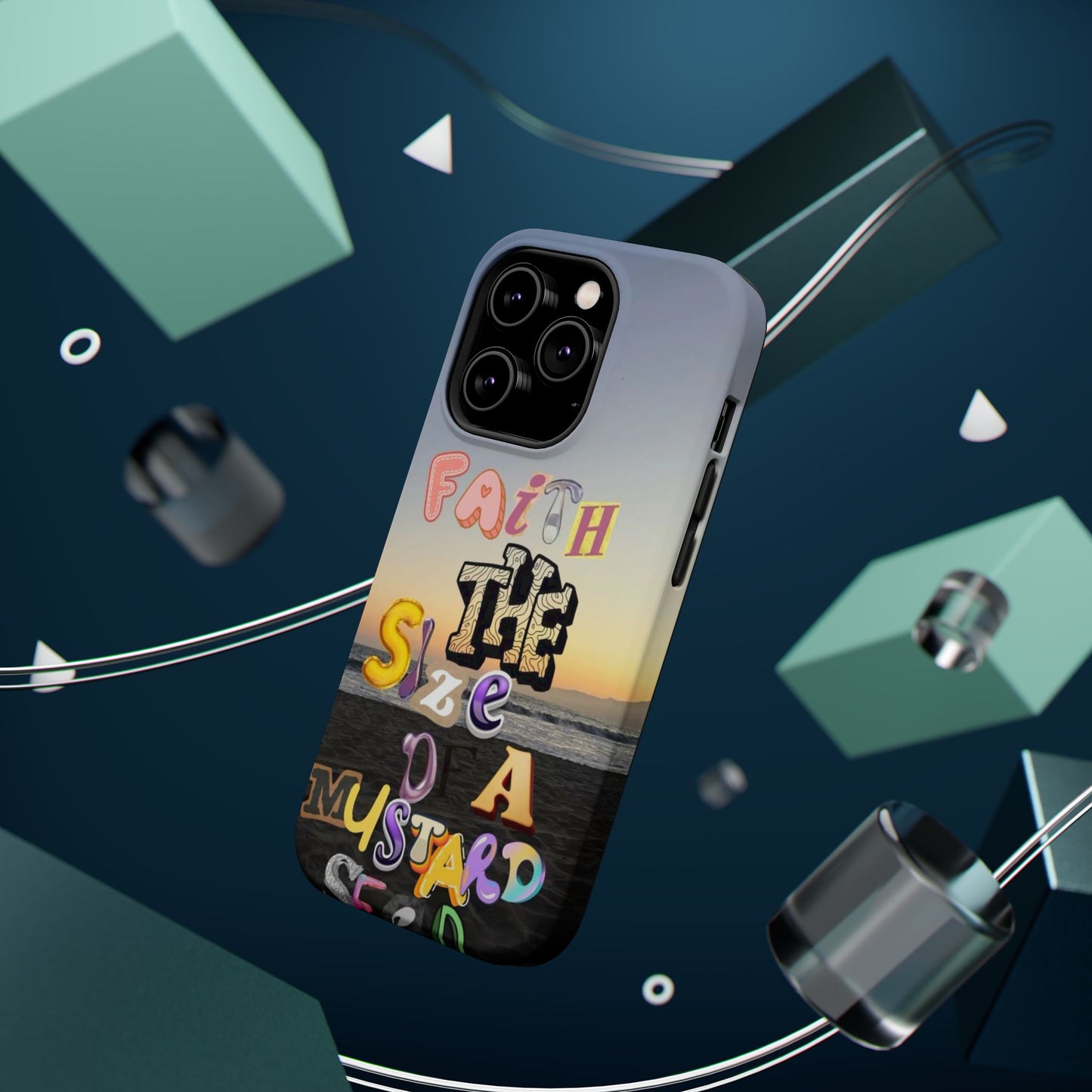 Magnetic Impact-Resistant Phone Case — "Faith the Size of a Mustard Seed" Sunset Design