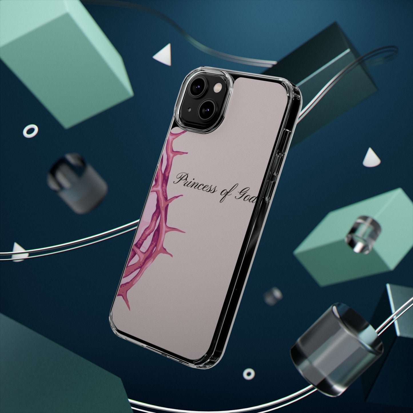 Phone Case — "Princess of God" Pink Crown of Thorns Clear Impact-Resistant Case