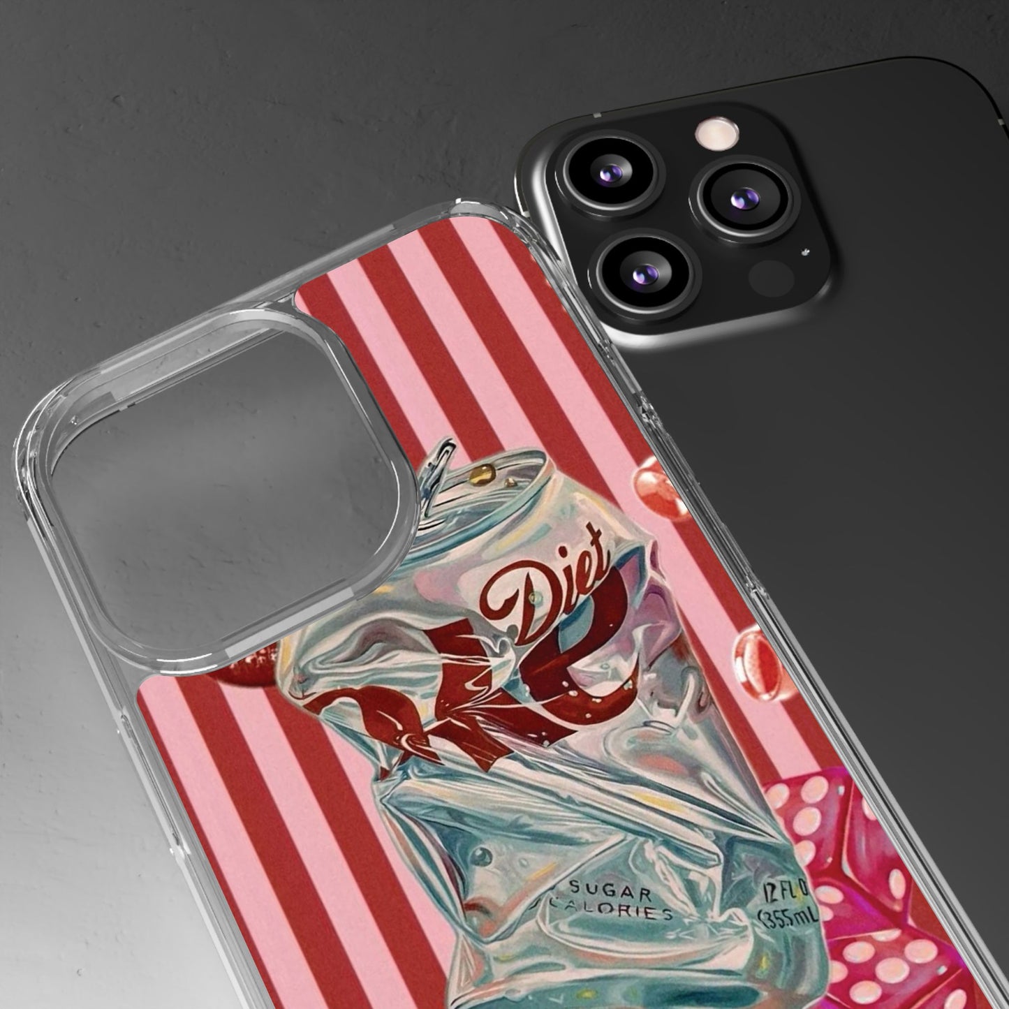 Diet Cola Crush Clear Phone Case – Retro Soda Pop Design