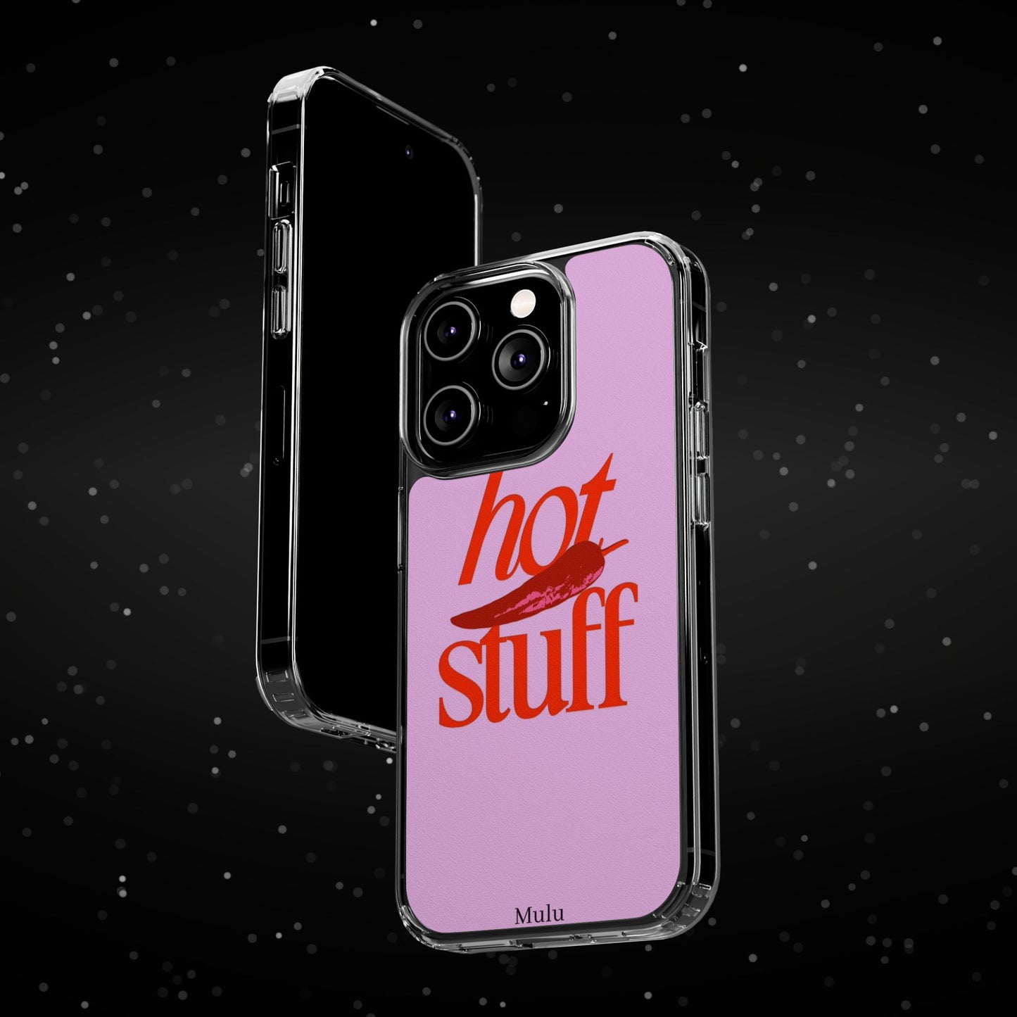 Hot Stuff Clear Impact Phone Case — Pink Retro Typography iPhone Cover