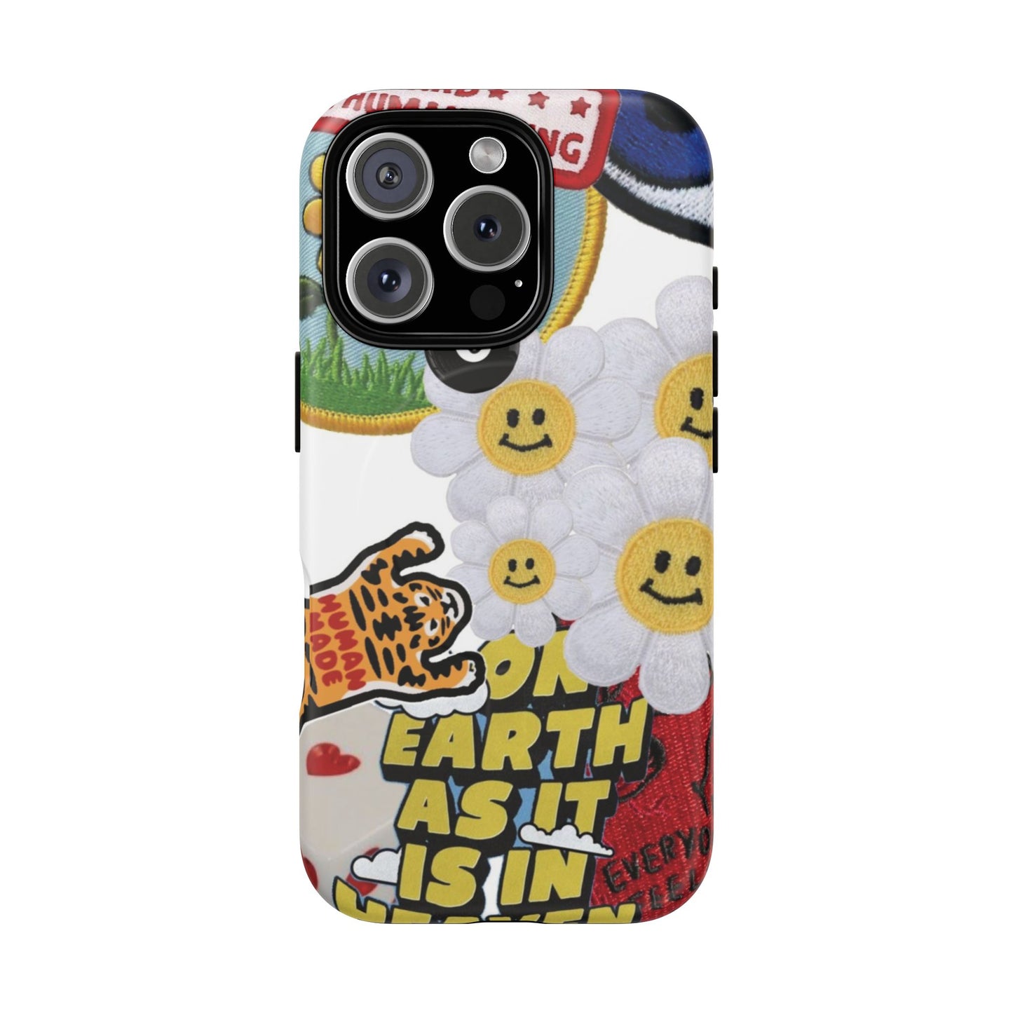 Phone Case — Retro Smiley Daisy Collage Tough Magnetic Cover