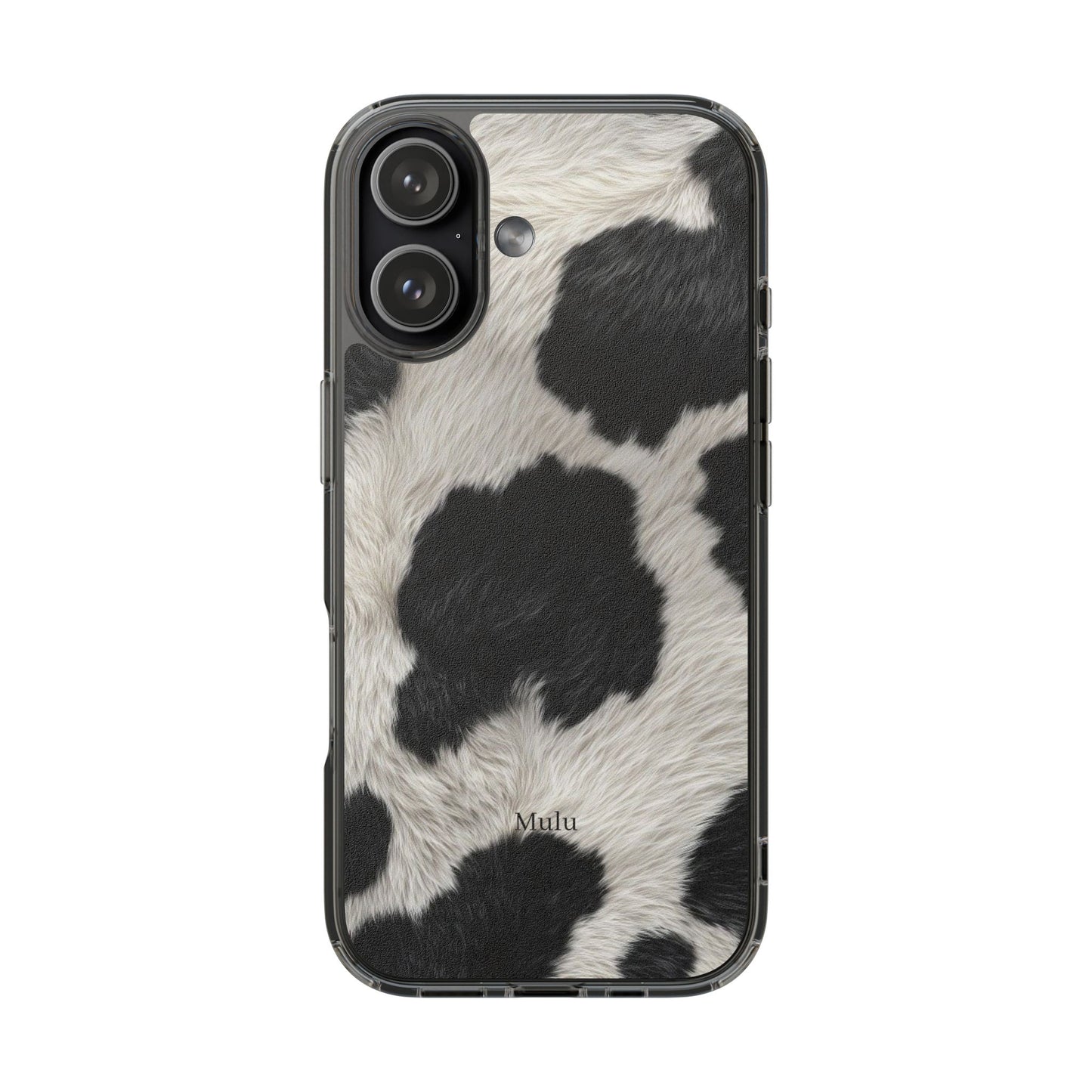 Cow Print Clear Impact Phone Case — Faux Fur Black & White Protection