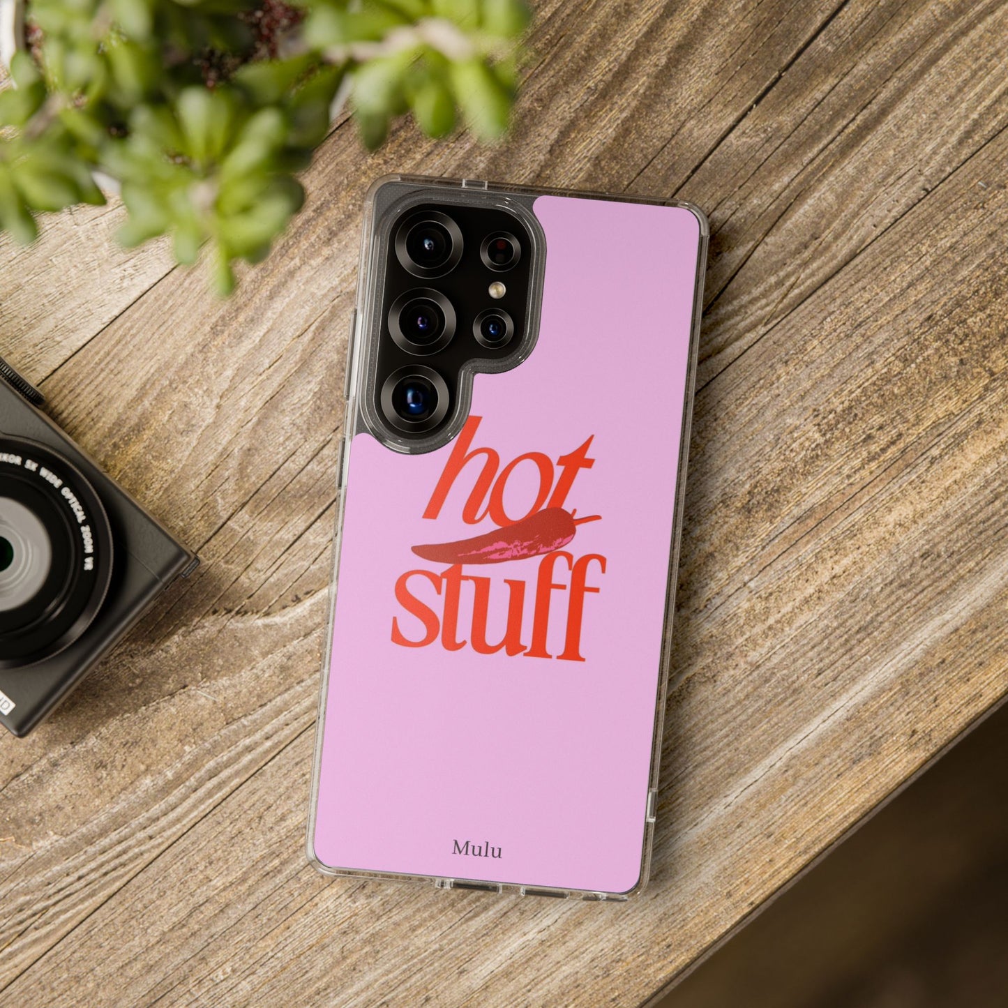Hot Stuff Clear Impact Phone Case — Pink Retro Typography iPhone Cover