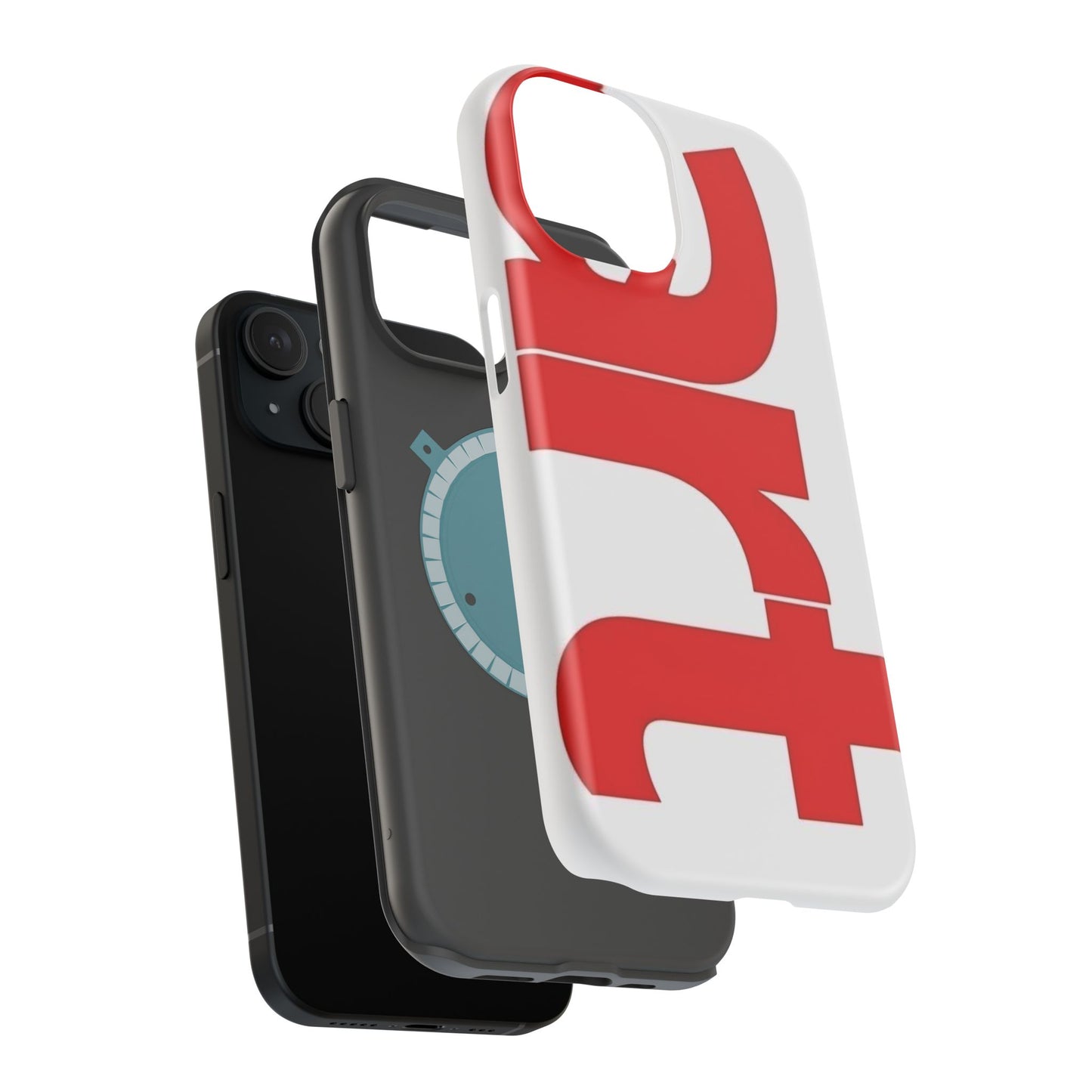 Magnetic Impact-Resistant Phone Case — Bold Red Typographic Design