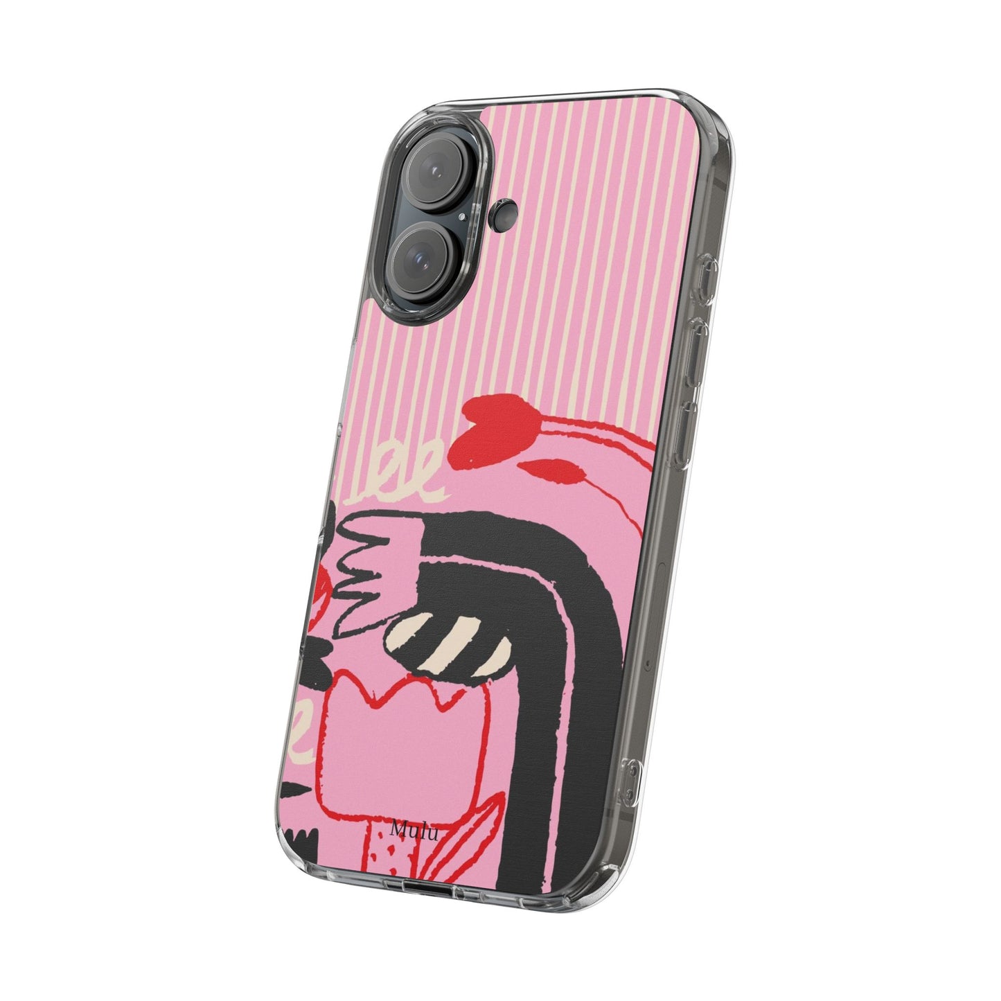 Clear Impact-Resistant Case — Pink Cute Heart Cartoon Design