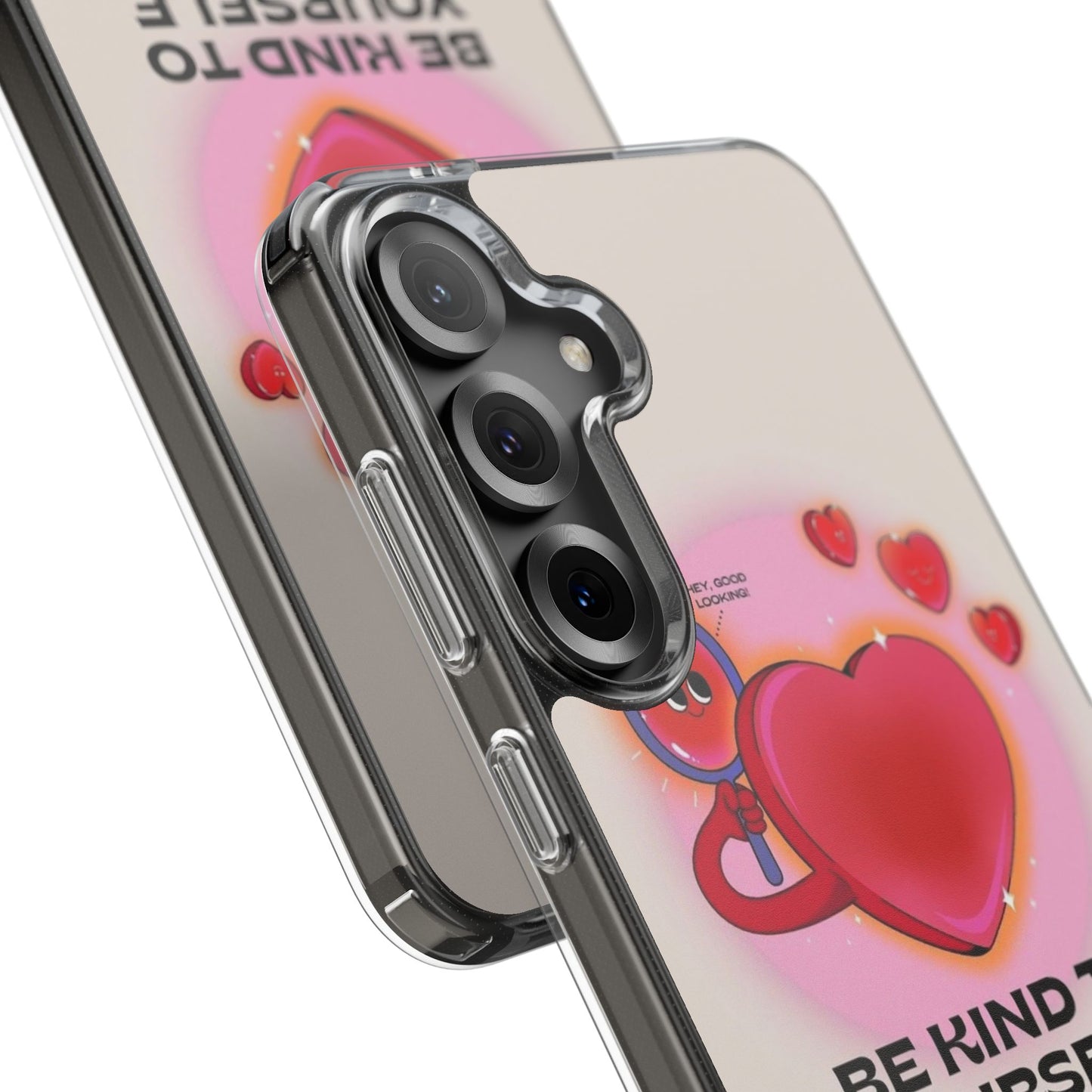 Clear Phone Case — "Be Kind to Yourself" Heart Design