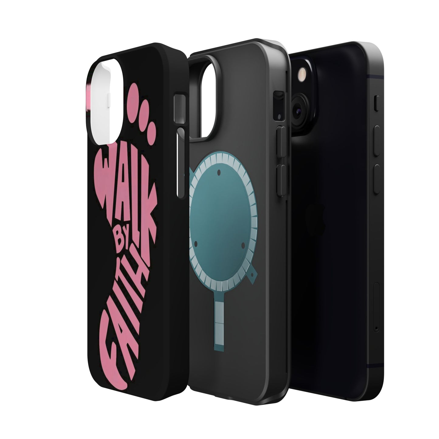 Phone Case — "Walk By Faith" Pink Footprint Magnetic Impact-Resistant Case