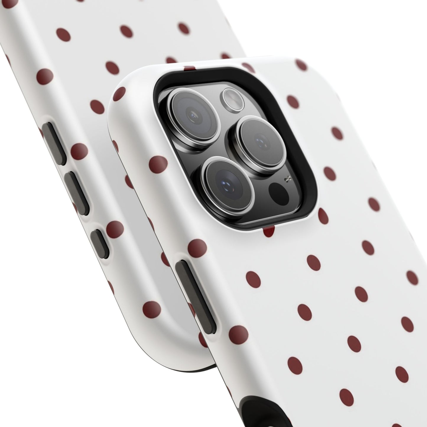 Polka Dot Magnetic Impact-Resistant Phone Case — Red Dots on White