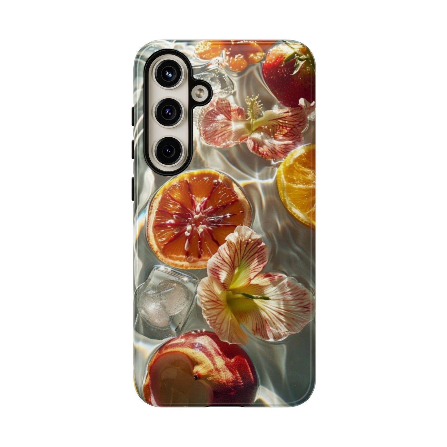 Citrus & Hibiscus Protective Phone Case – Summer Fruit Water Print Tough Case