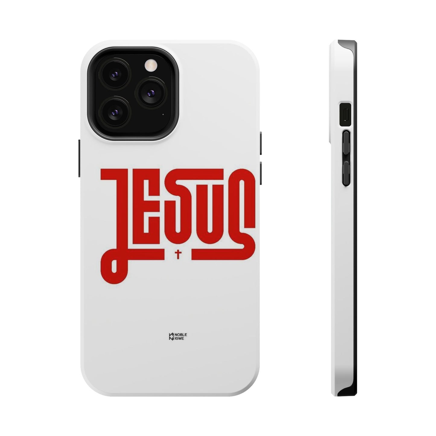 Jesus Magnetic Impact‑Resistant Phone Case — Bold Red Script Christian iPhone Cover