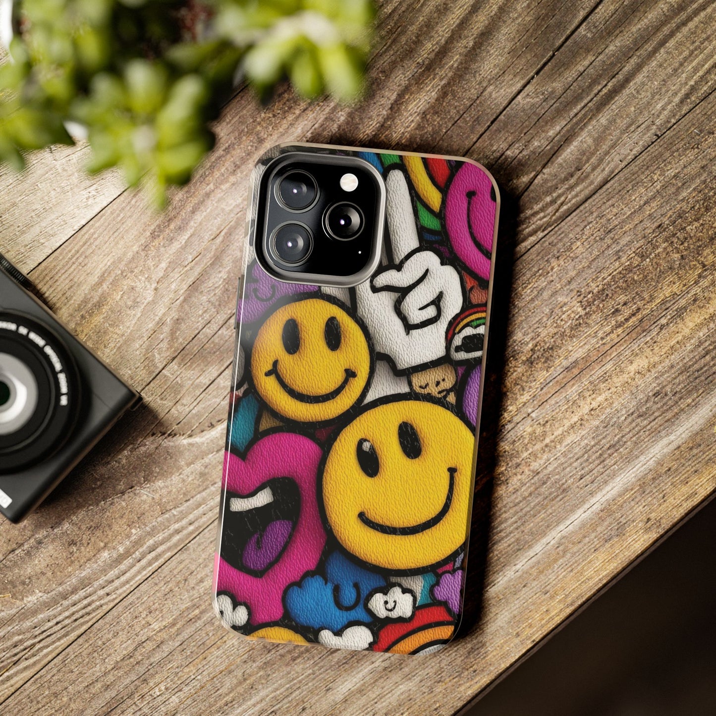 Smiley Graffiti Tough Phone Case – Colorful Urban Art Protection