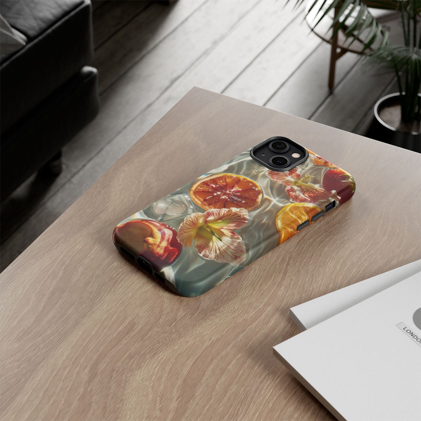Citrus & Hibiscus Protective Phone Case – Summer Fruit Water Print Tough Case