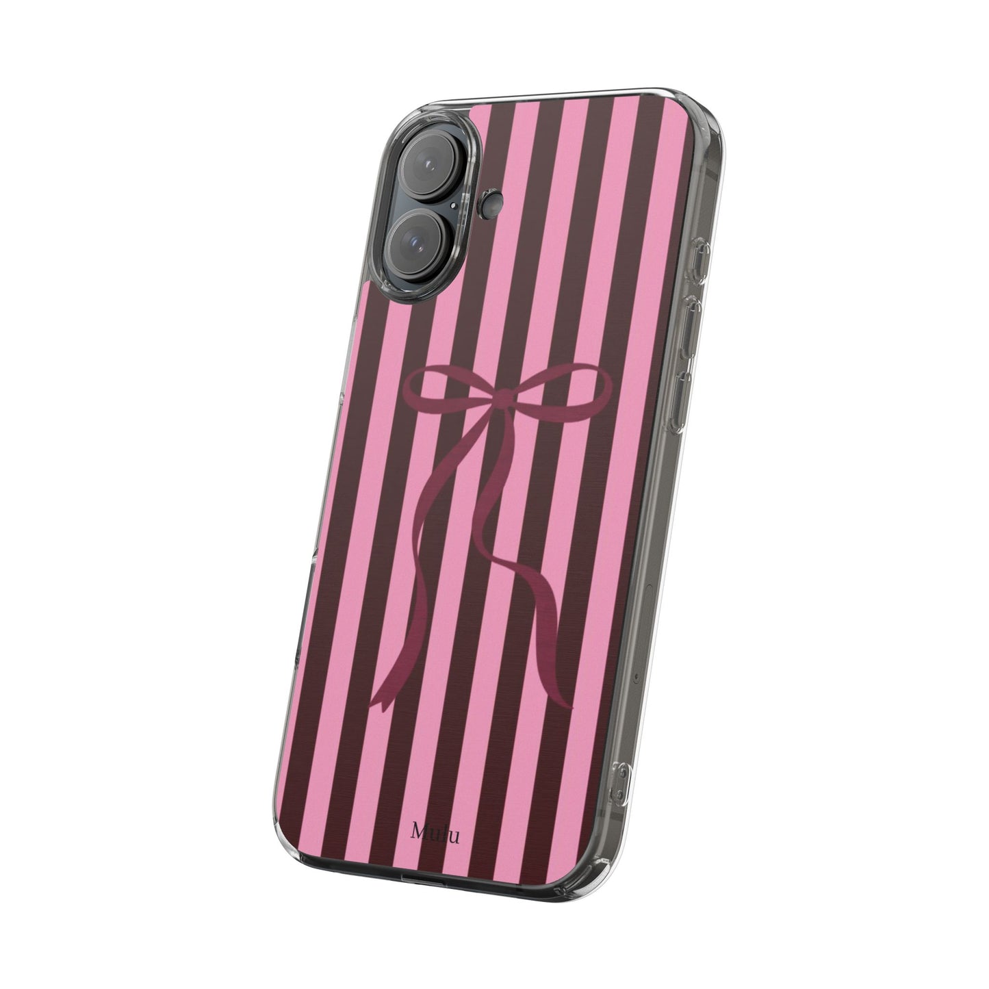 Pink Striped Ribbon Clear Impact-Resistant Phone Case