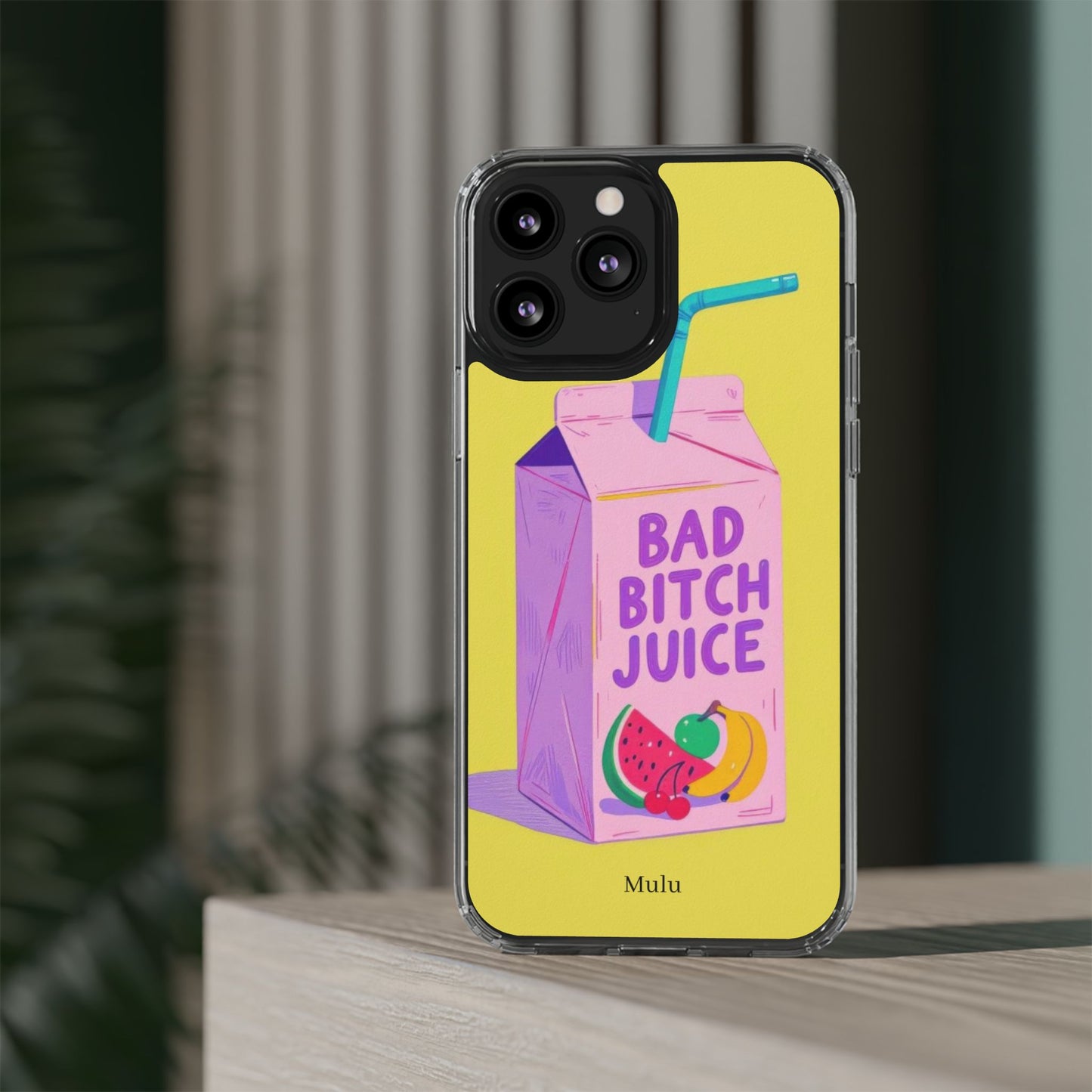 Clear Impact-Resistant Phone Case — "Bad Bitch Juice" Cartoon Juice Box Design