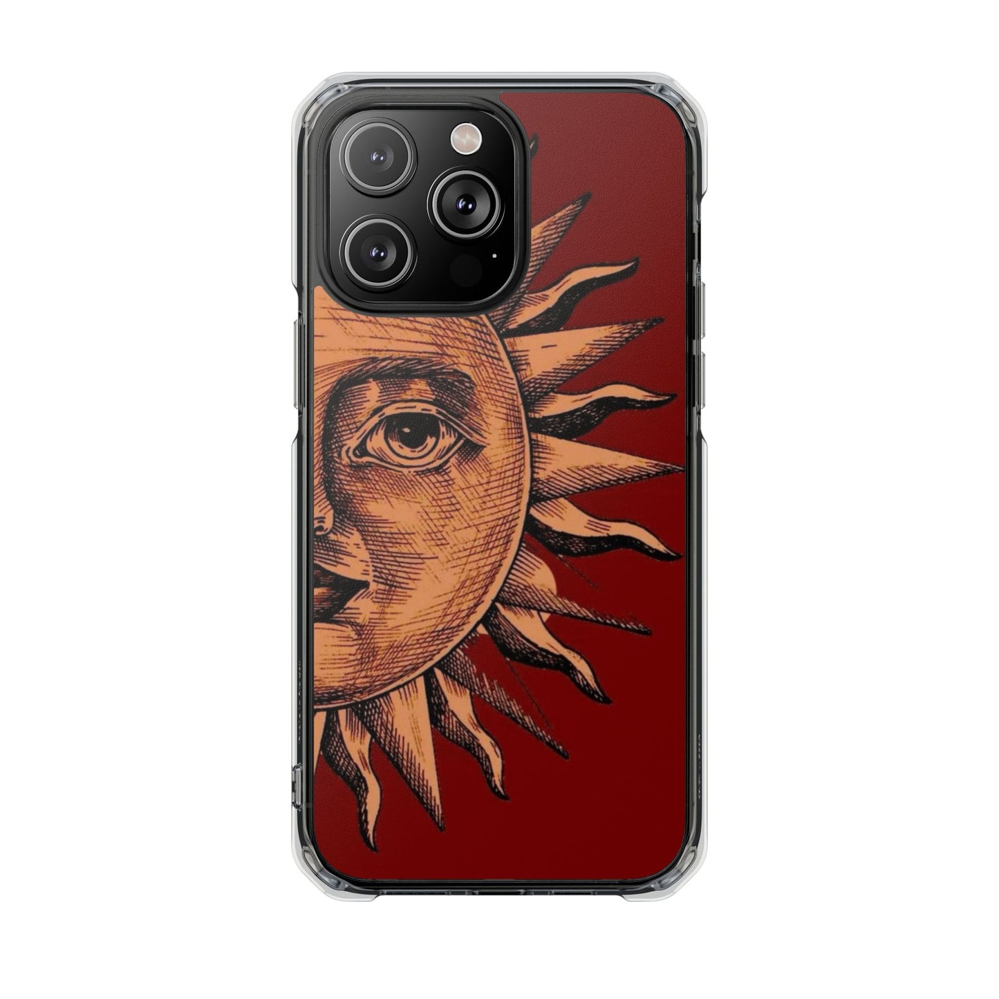 Vintage Sun Illustration Magnetic Clear Impact Phone Case
