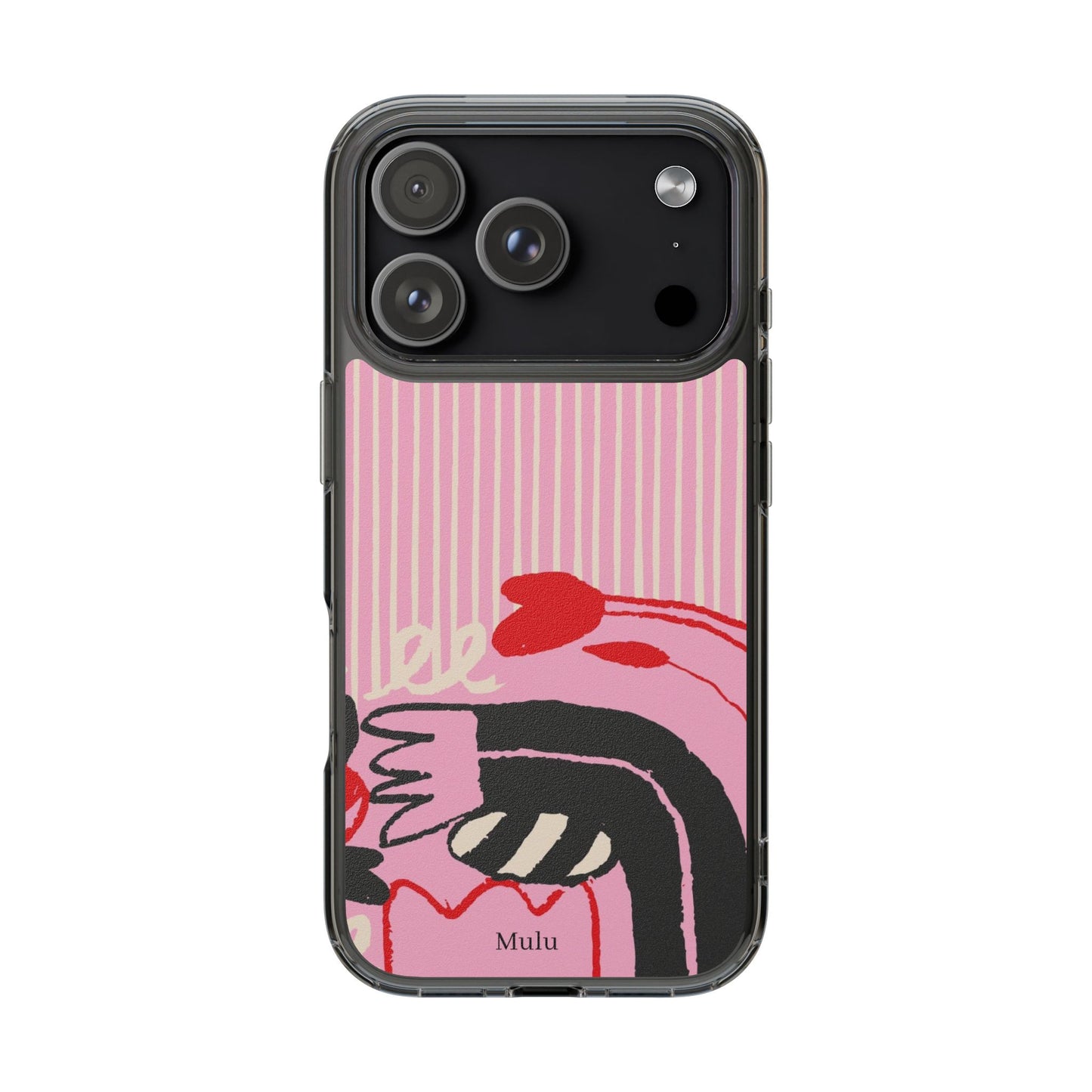 Clear Impact-Resistant Case — Pink Cute Heart Cartoon Design