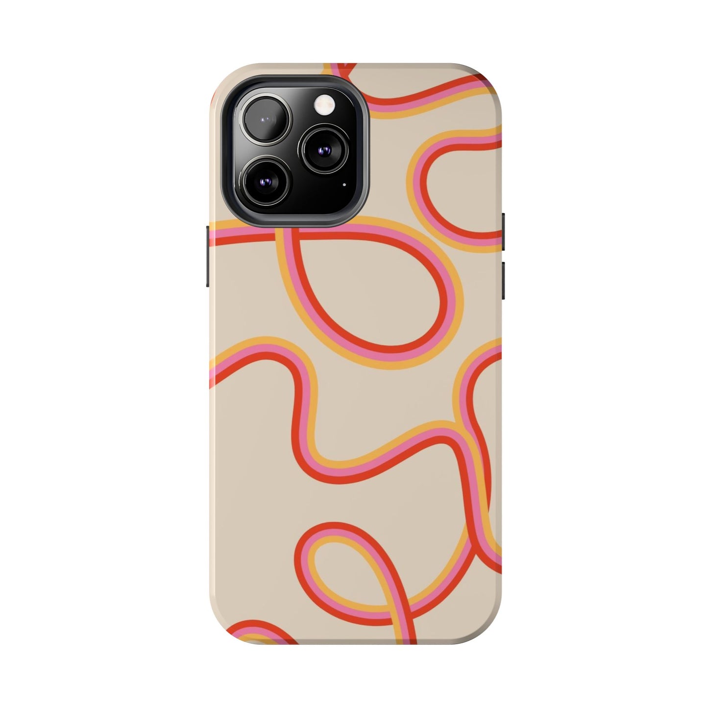 Retro Swirl Tough Phone Case — Beige Pink Orange Abstract Protection
