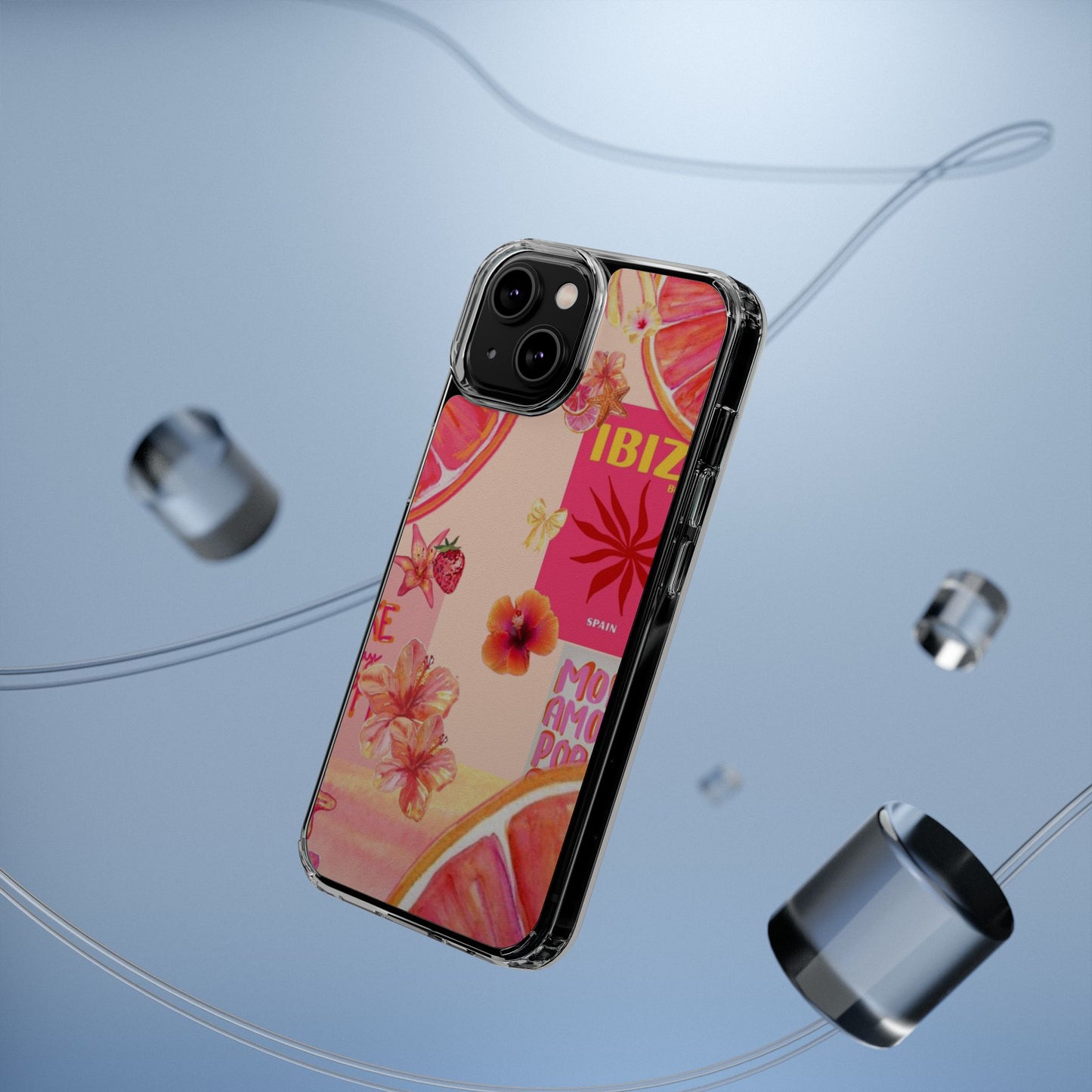 Clear Impact Phone Case — Pink Ibiza Citrus Floral Design