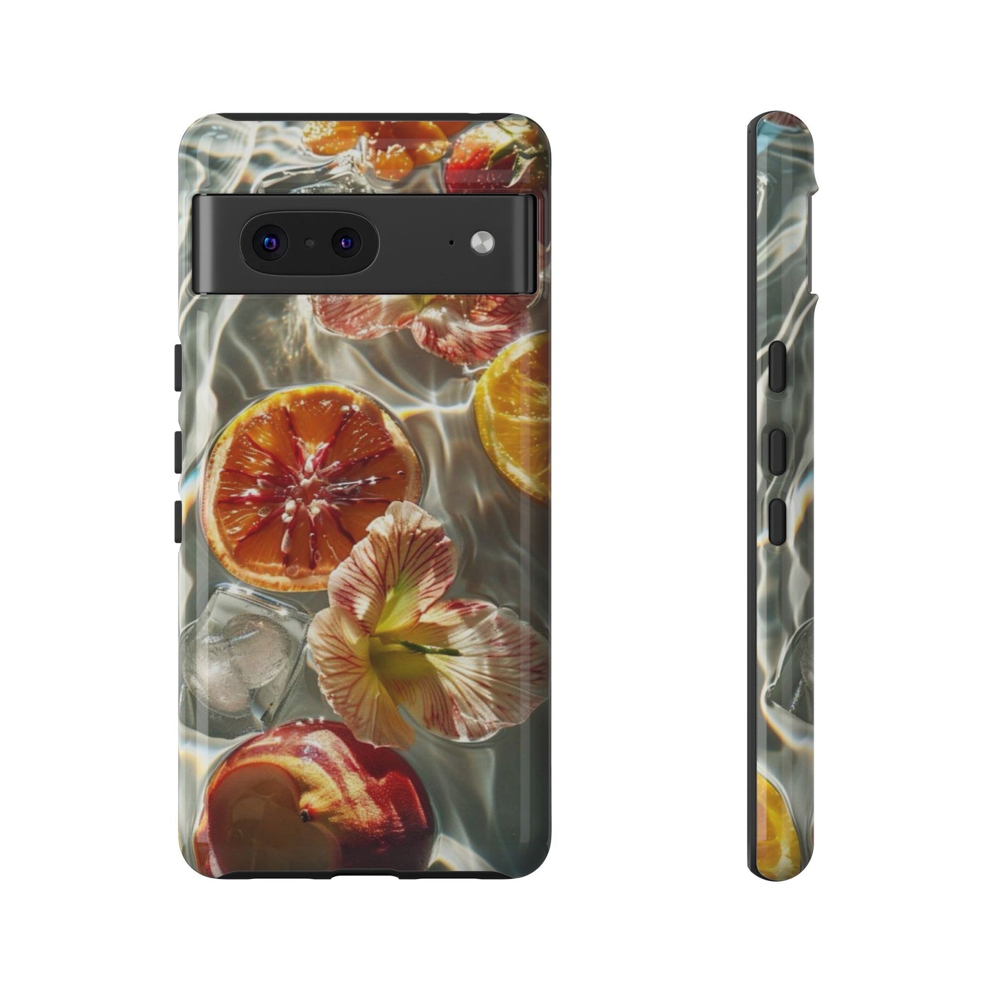 Citrus & Hibiscus Protective Phone Case – Summer Fruit Water Print Tough Case