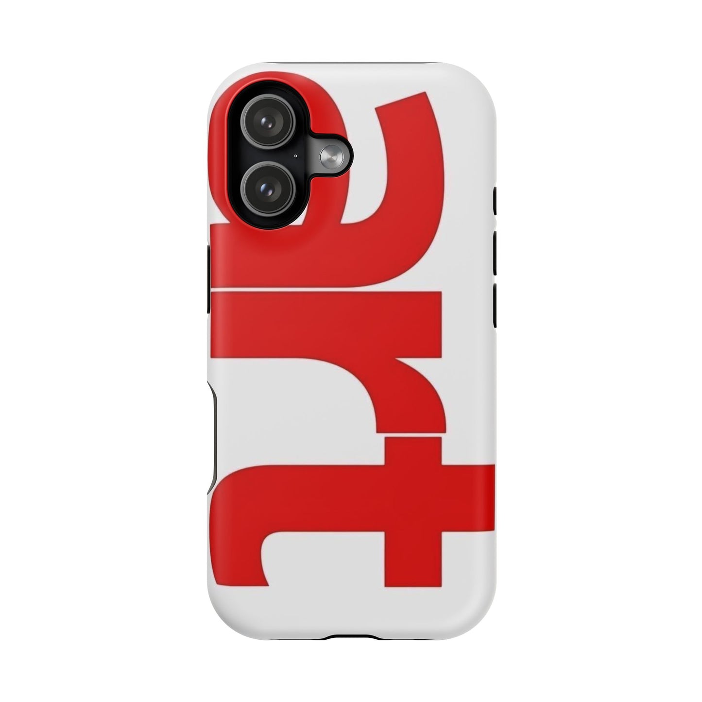 Magnetic Impact-Resistant Phone Case — Bold Red Typographic Design