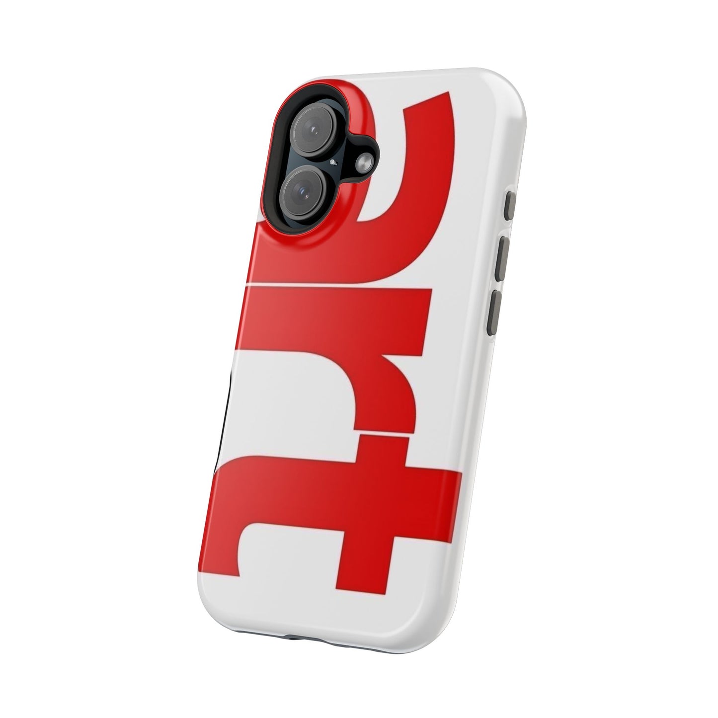 Magnetic Impact-Resistant Phone Case — Bold Red Typographic Design