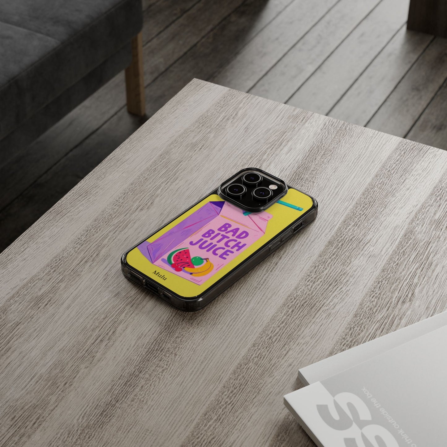 Clear Impact-Resistant Phone Case — "Bad Bitch Juice" Cartoon Juice Box Design