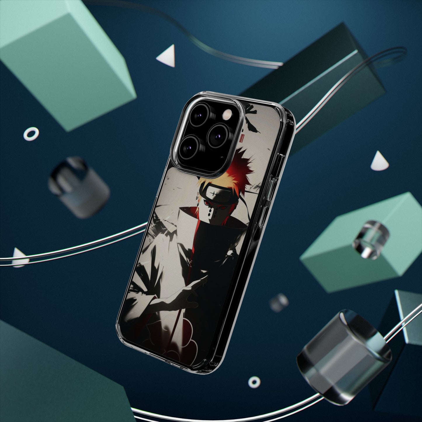 Clear Impact-Resistant Phone Case — Anime Akatsuki Shadow Design