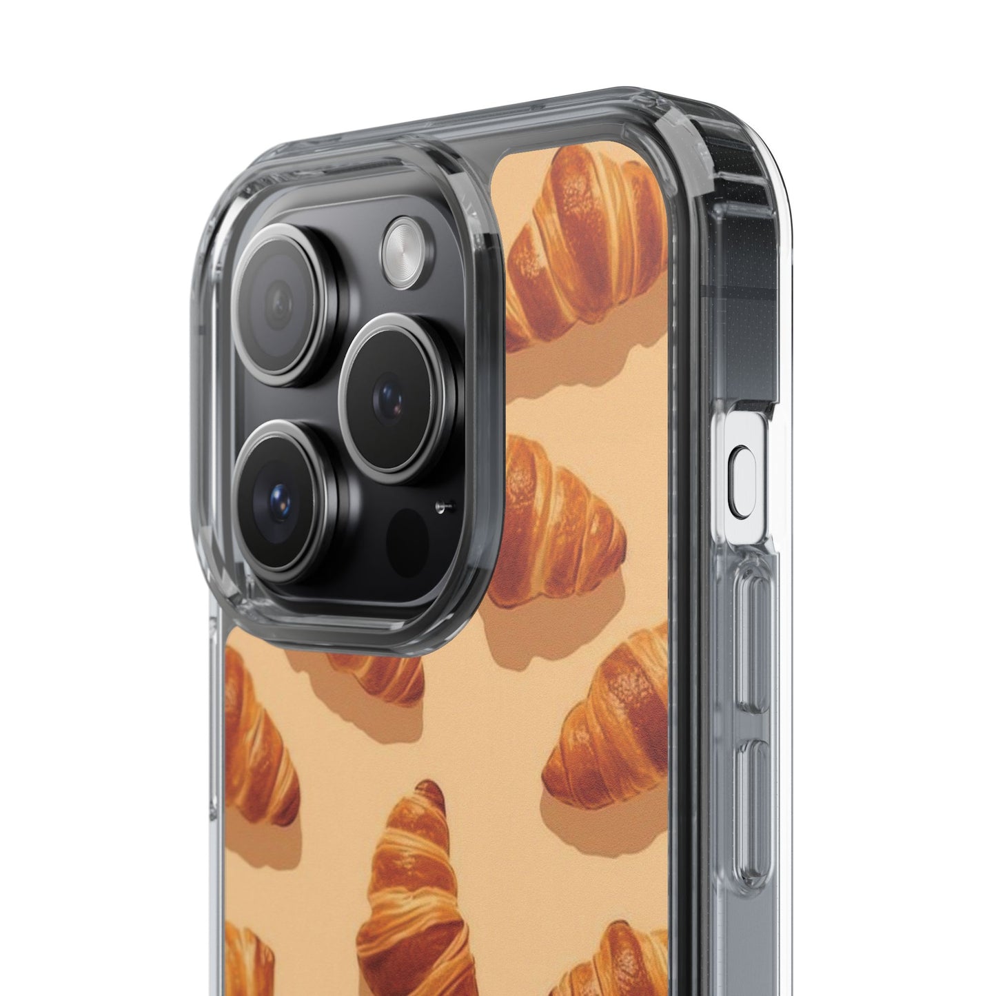 Croissant Pattern Clear Phone Case — Bakery-themed Transparent iPhone Cover