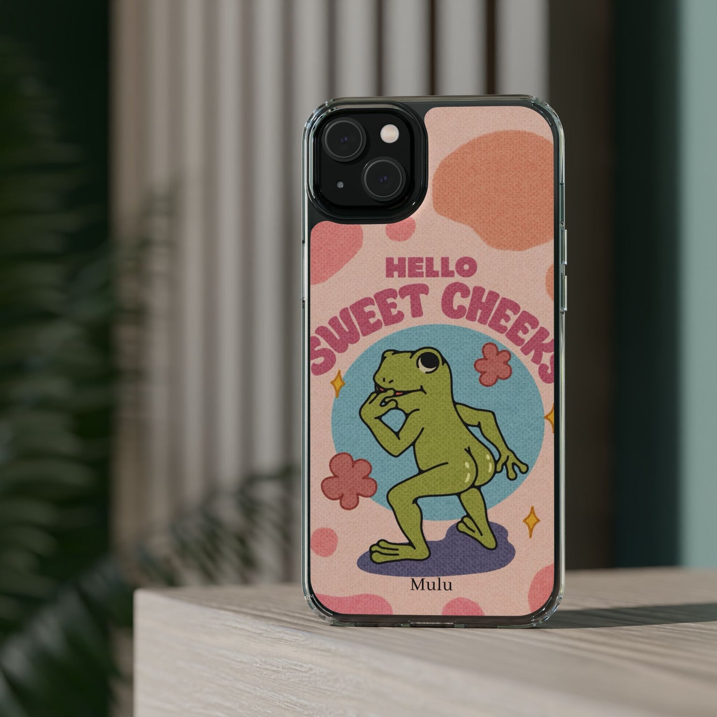 Clear Impact Phone Case — "Hello Sweet Cheeks" Retro Frog Design