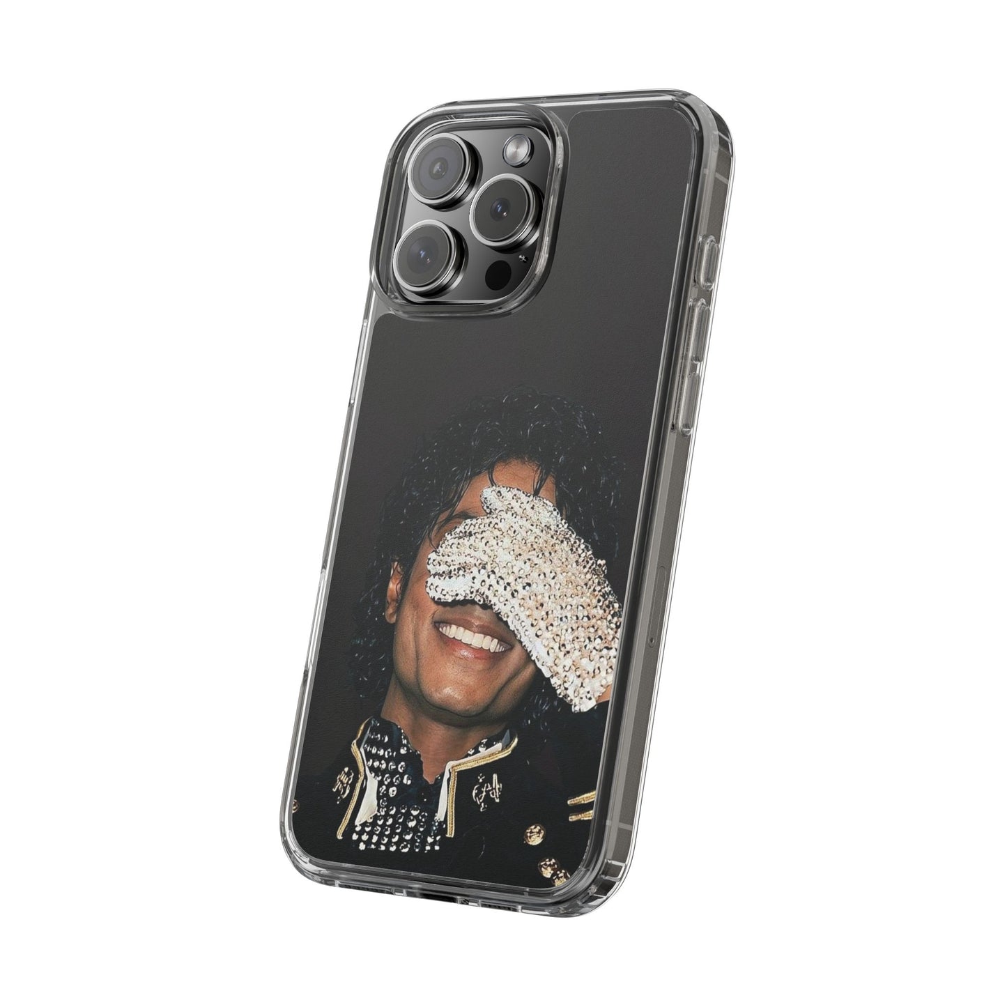 Michael Jackson Smiling Portrait Clear Phone Case — Retro Pop Icon Design