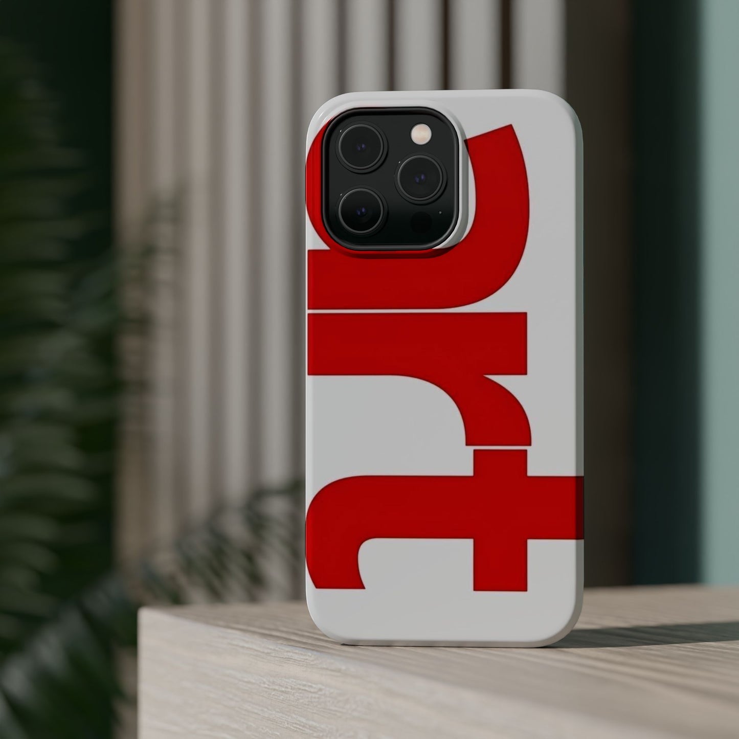 Magnetic Impact-Resistant Phone Case — Bold Red Typographic Design