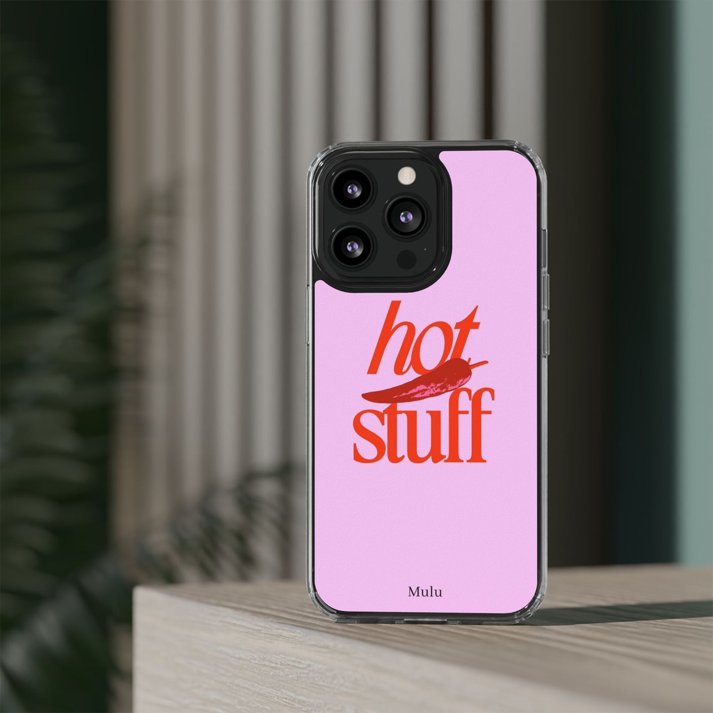 Hot Stuff Clear Impact Phone Case — Pink Retro Typography iPhone Cover