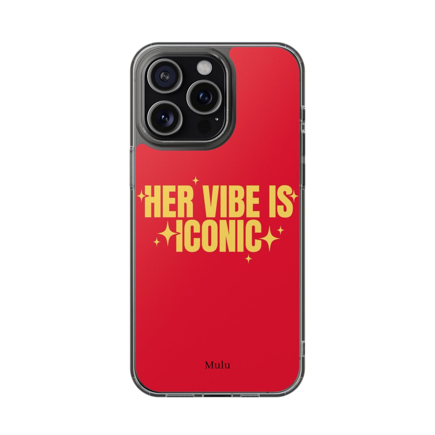 Clear Impact-Resistant Phone Case — "Her Vibe Is Iconic" Red Protective Cover