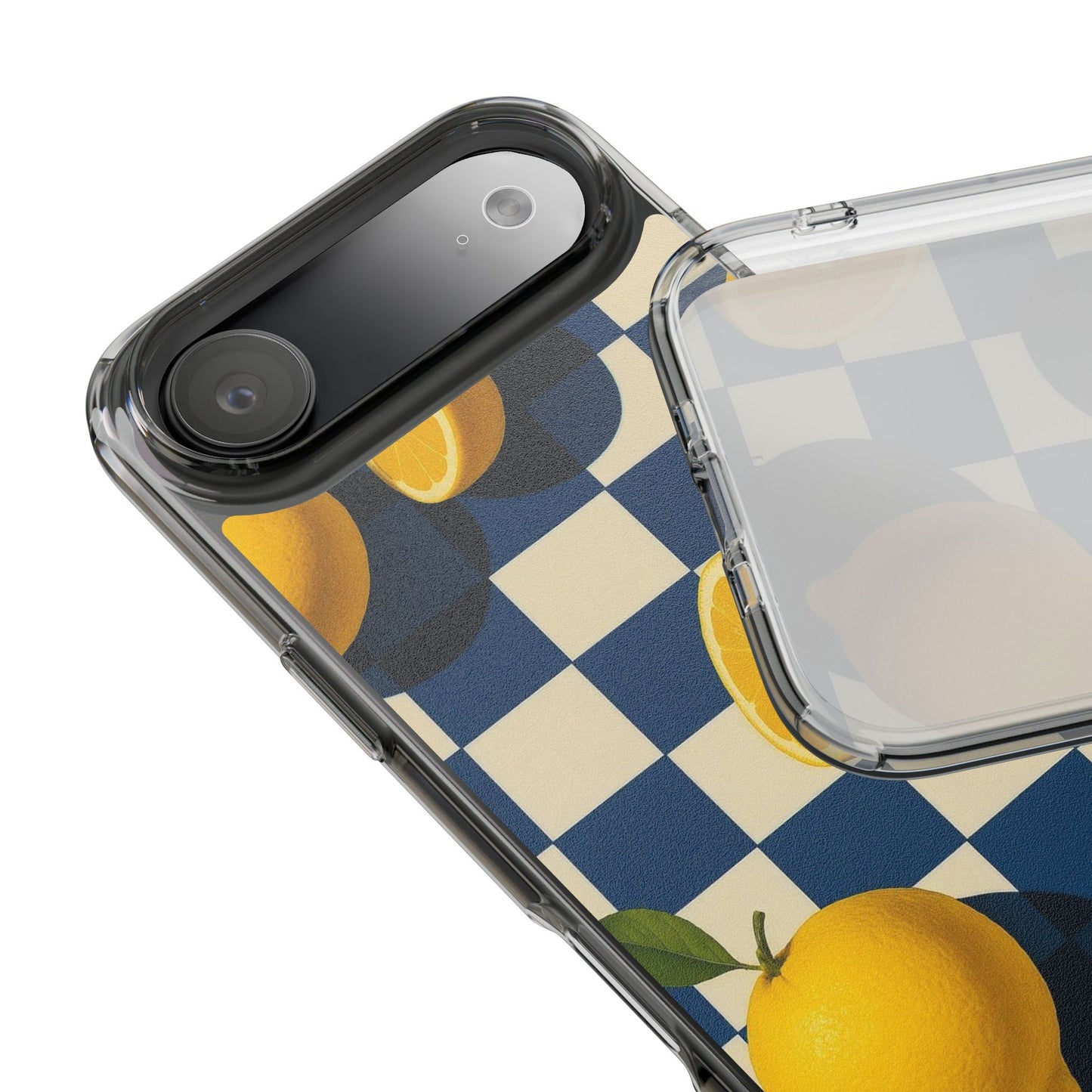 Clear Impact-Resistant Case — Retro Checkered Lemons Phone Case