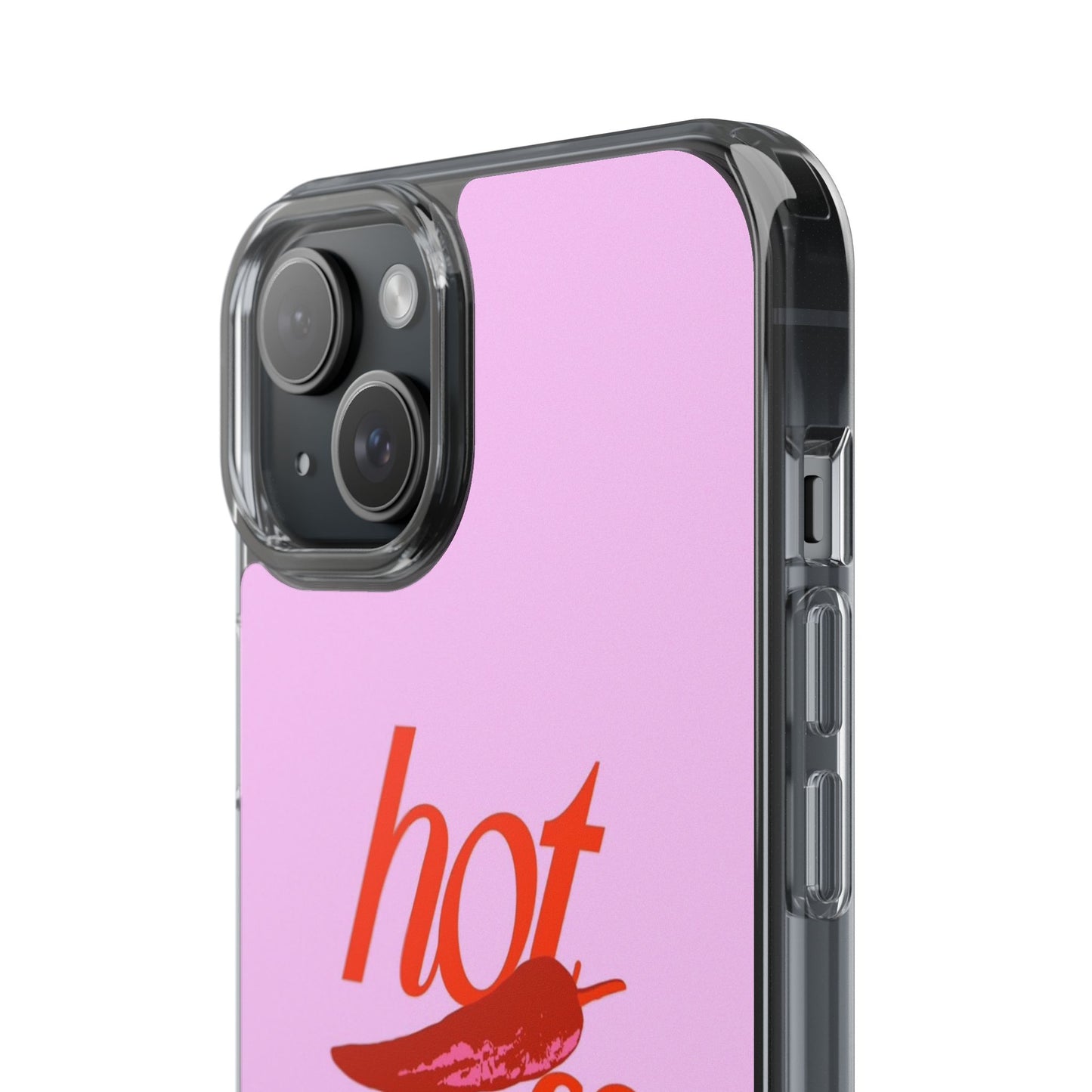 Hot Stuff Clear Impact Phone Case — Pink Retro Typography iPhone Cover