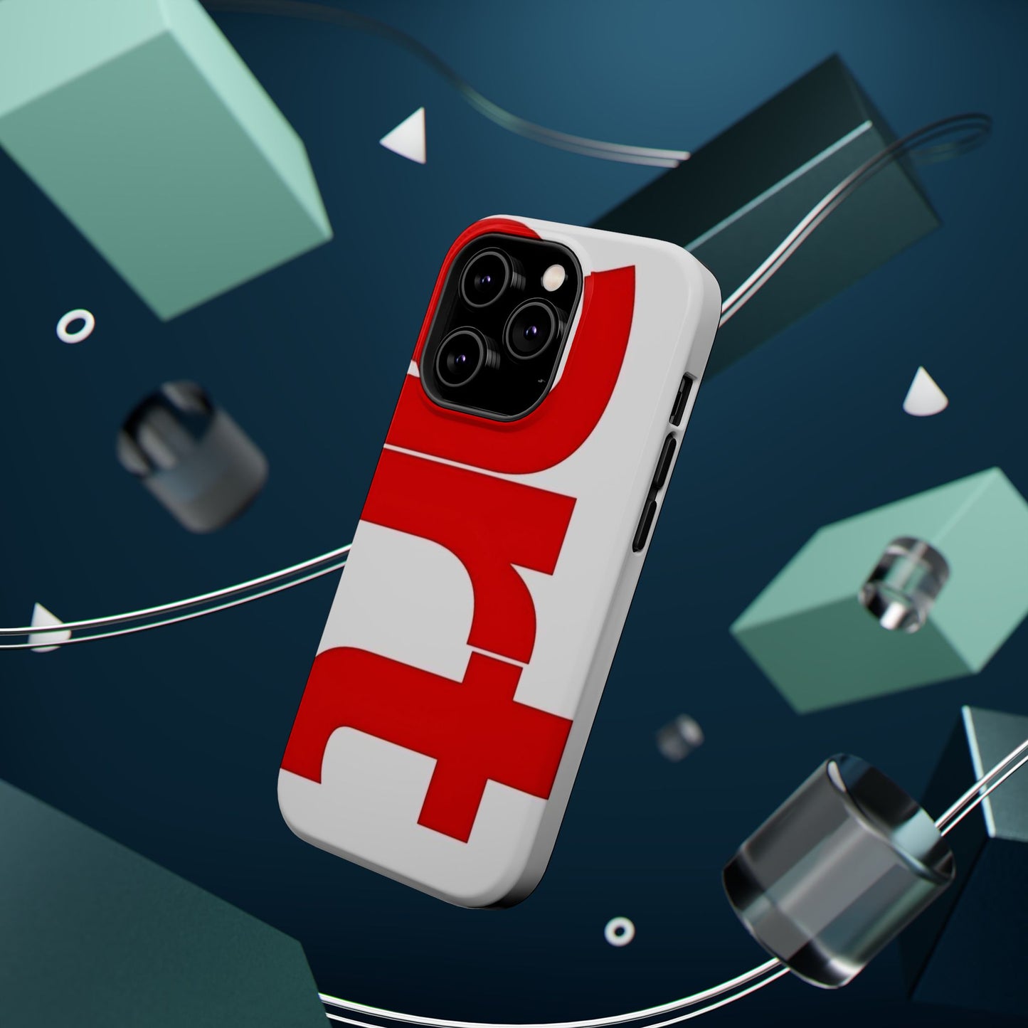 Magnetic Impact-Resistant Phone Case — Bold Red Typographic Design