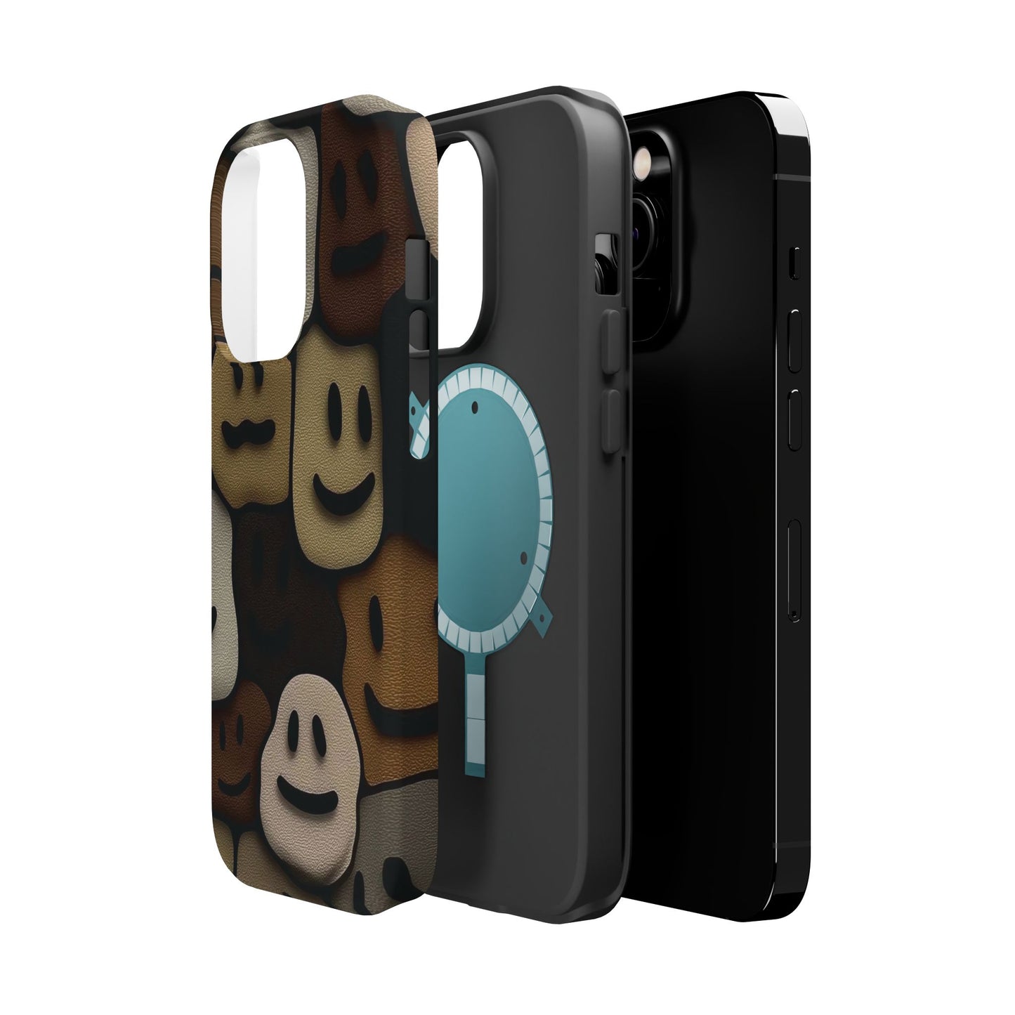 Magnetic Impact-Resistant Case — Brown Smiley Tile Phone Cover