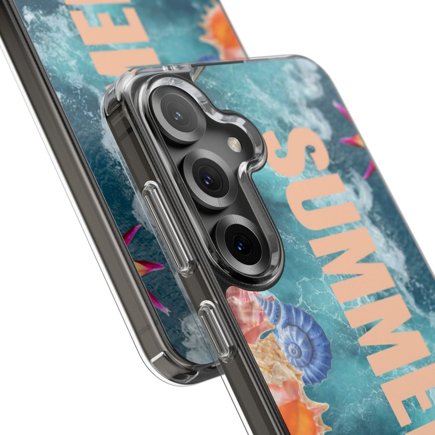 Summer Floral Clear Impact Phone Case — "SUMMER" Tropical Hibiscus Design